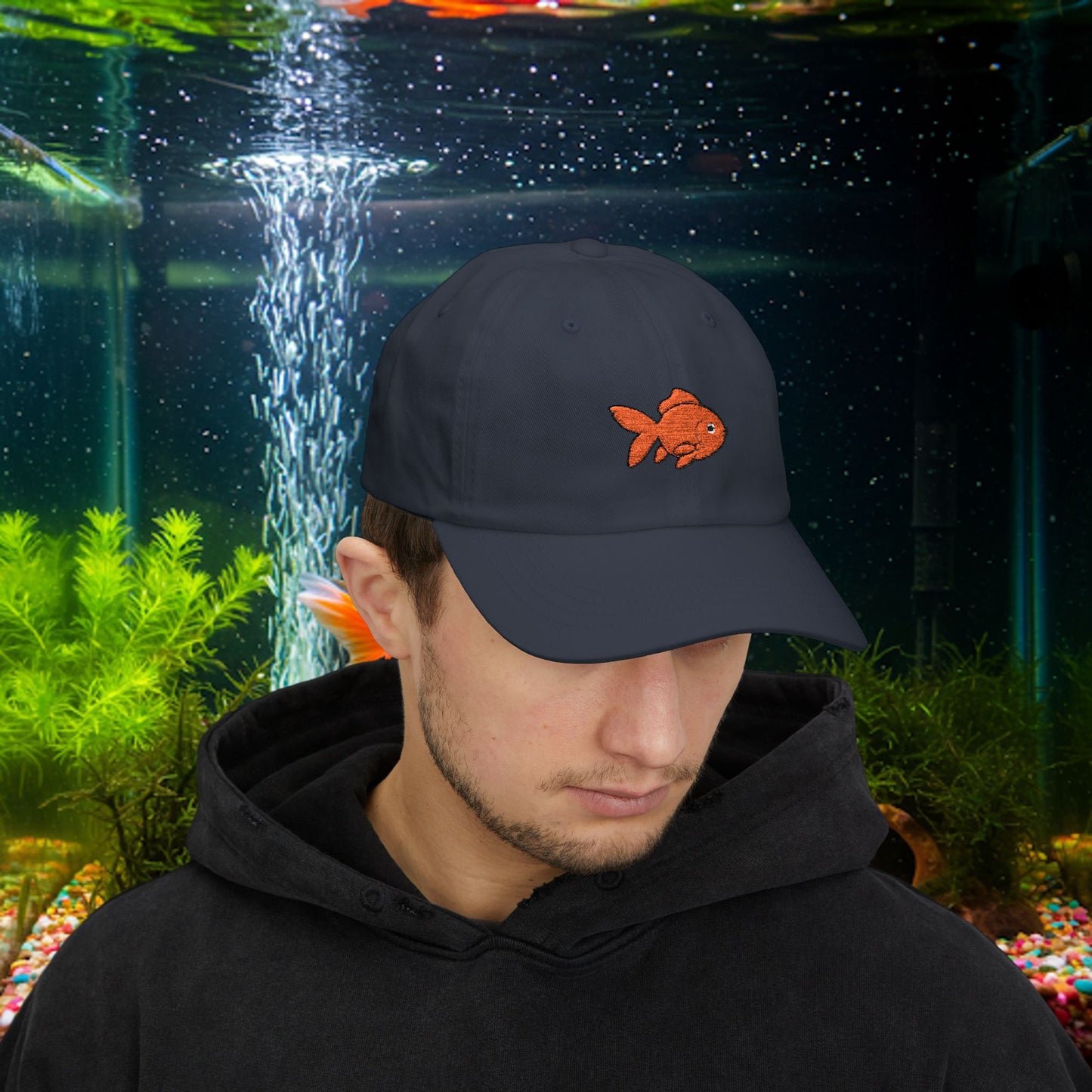 Embroidered Classic Dad Cap - Goldfish