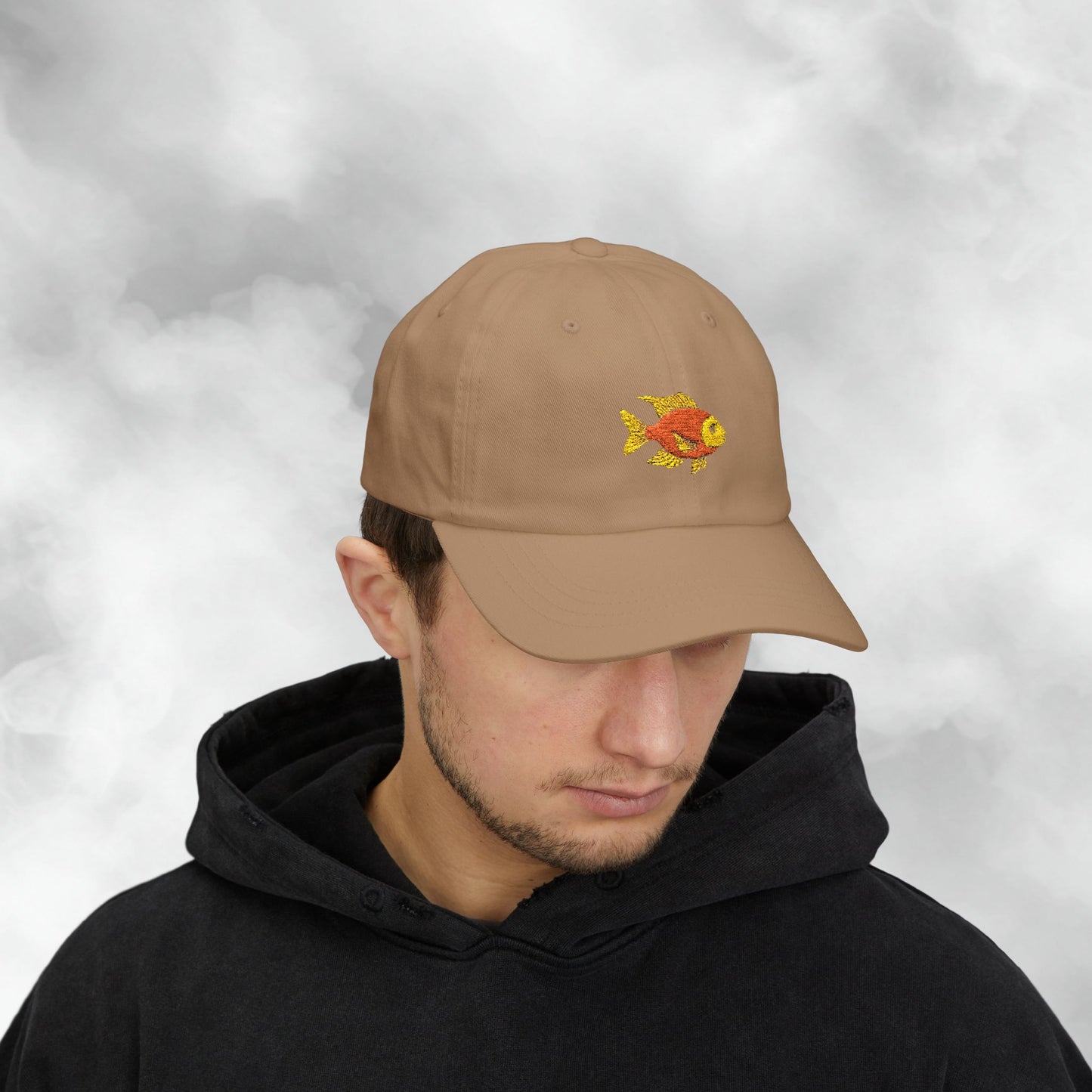 Embroidered Classic Dad Cap - Gold Fish