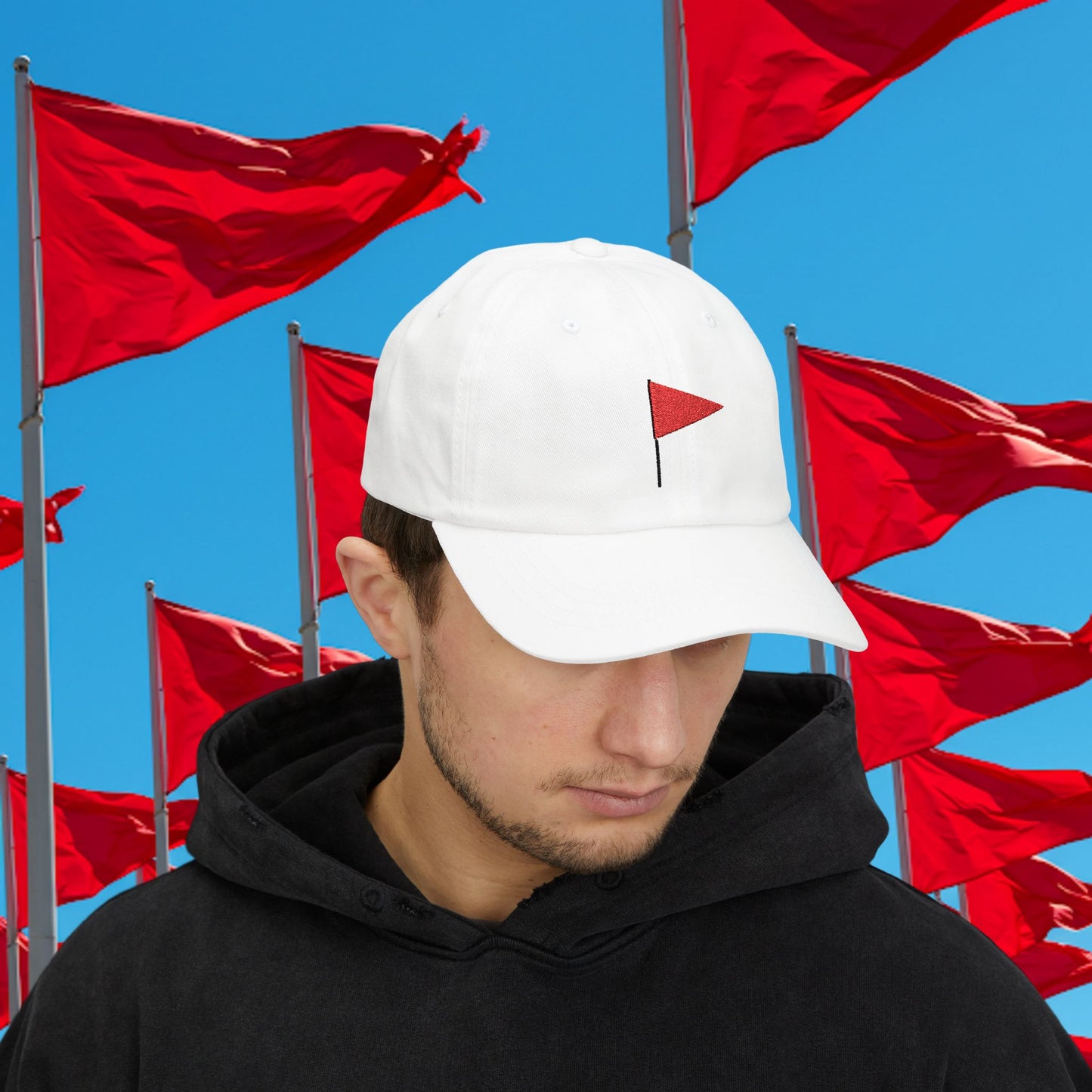 Embroidered Classic Dad Cap - Red Flag