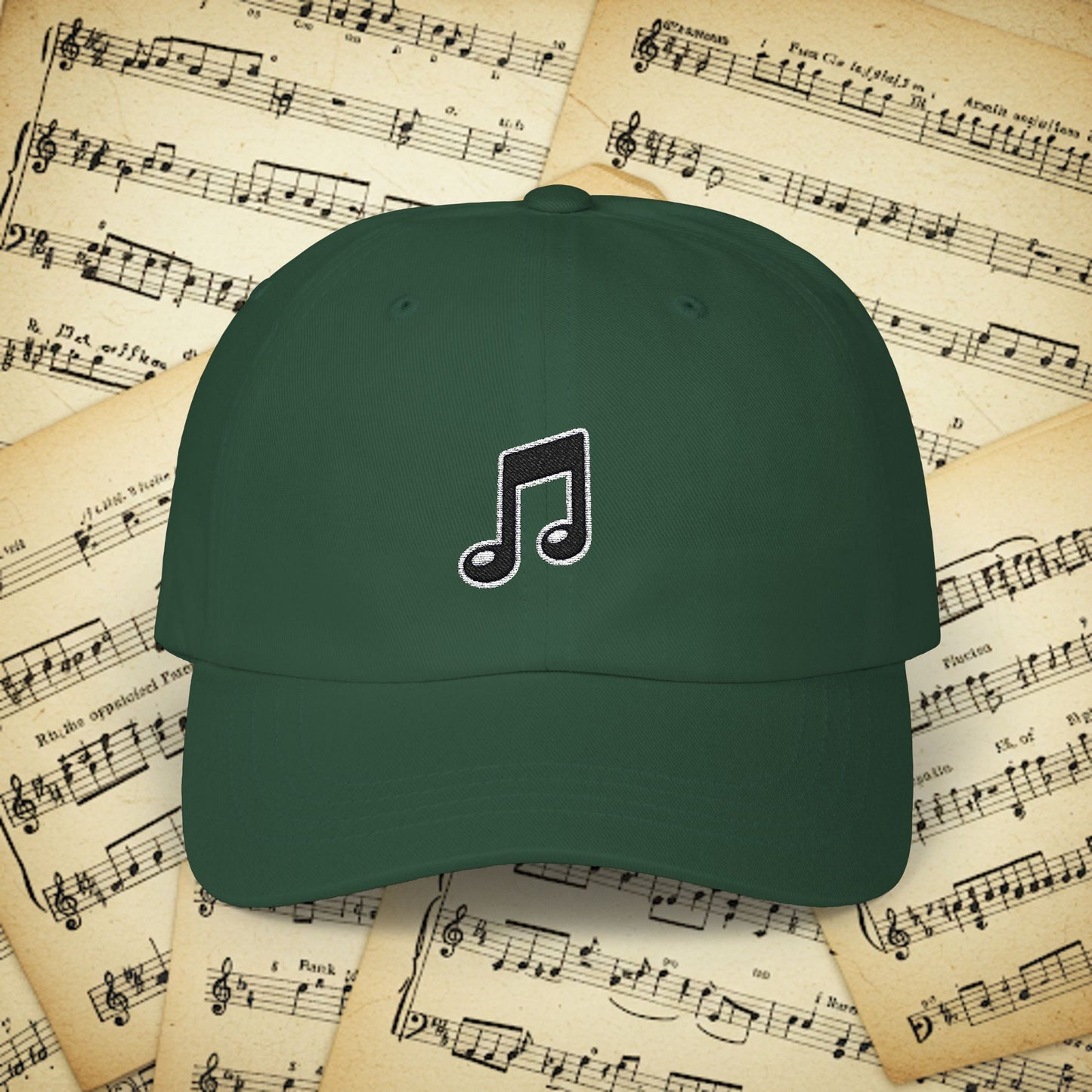 Embroidered Classic Dad Cap - Music Note