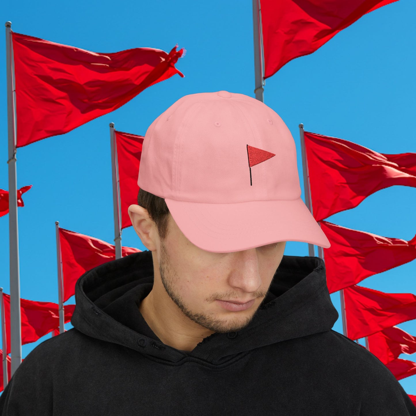 Embroidered Classic Dad Cap - Red Flag