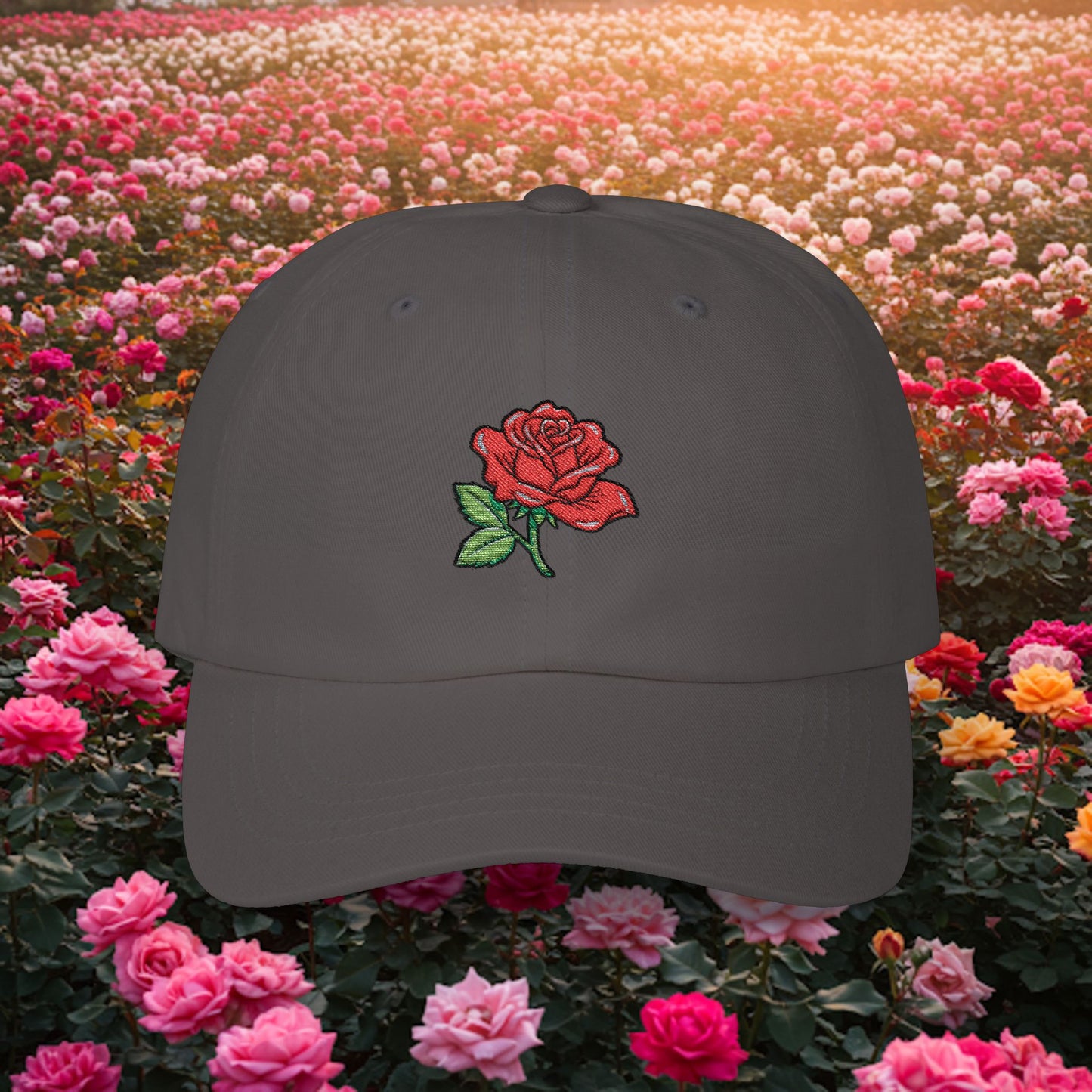 Embroidered Classic Dad Cap - Rose