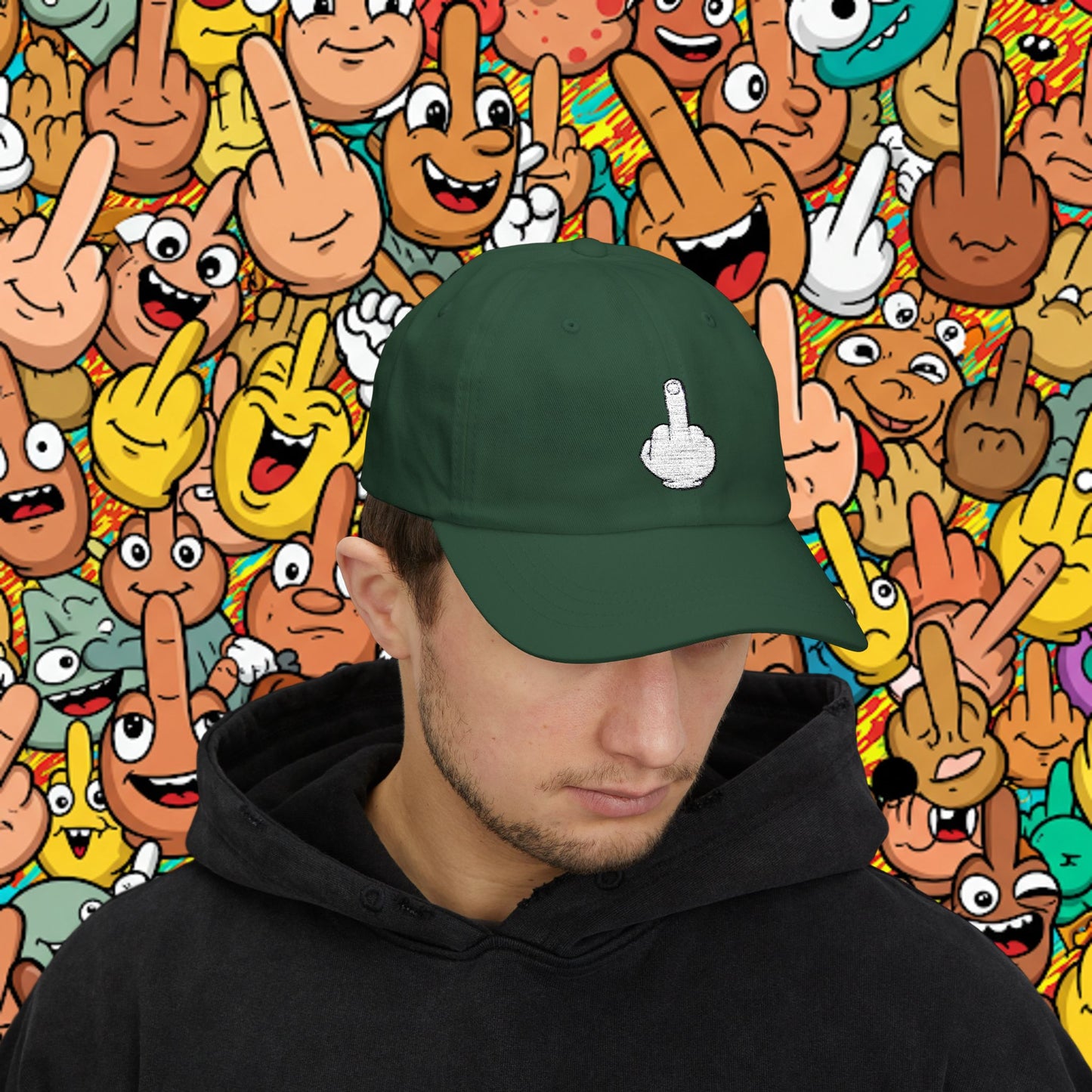 Embroidered Classic Dad Cap - Middle Finger