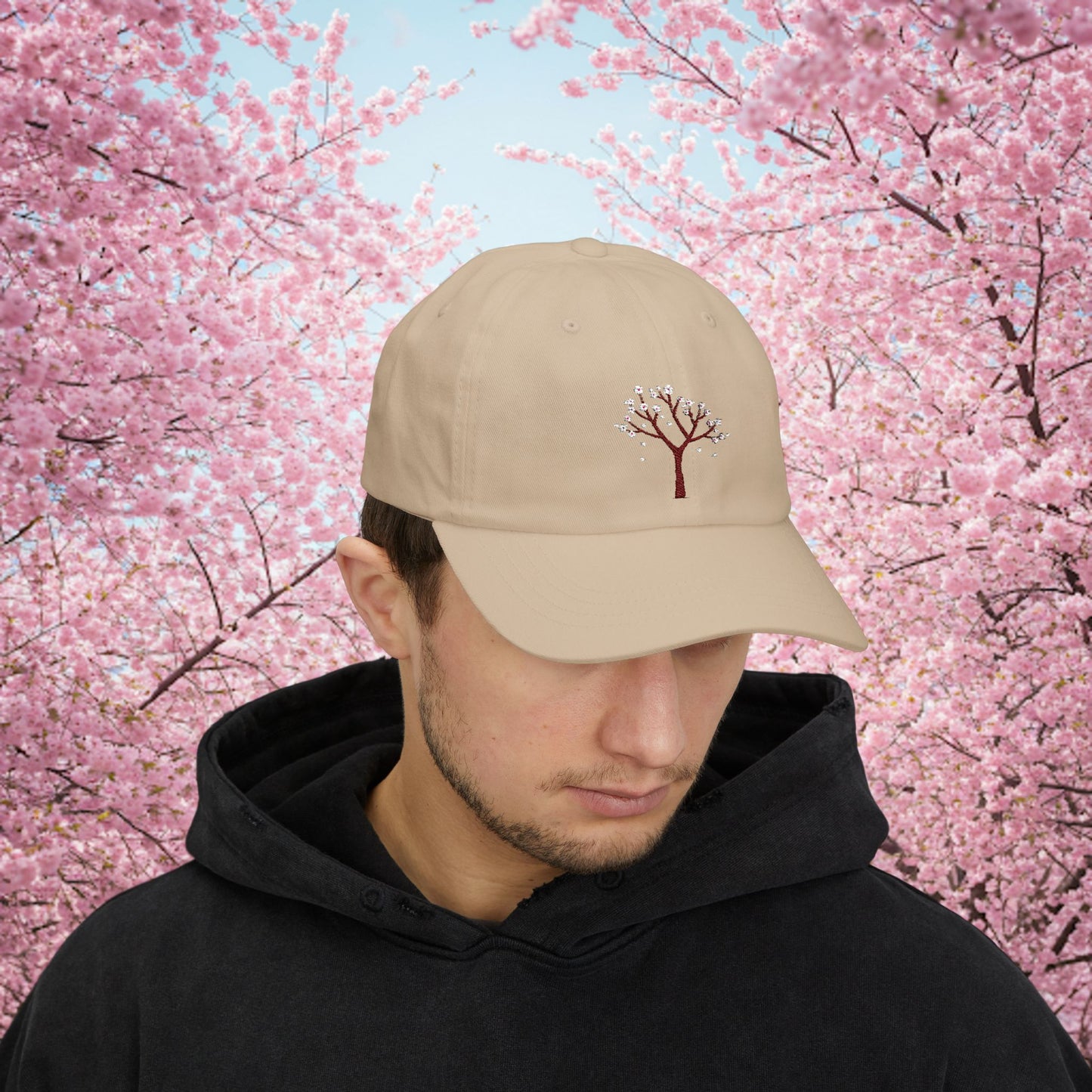 Embroidered Classic Dad Cap - Cherry Blossom