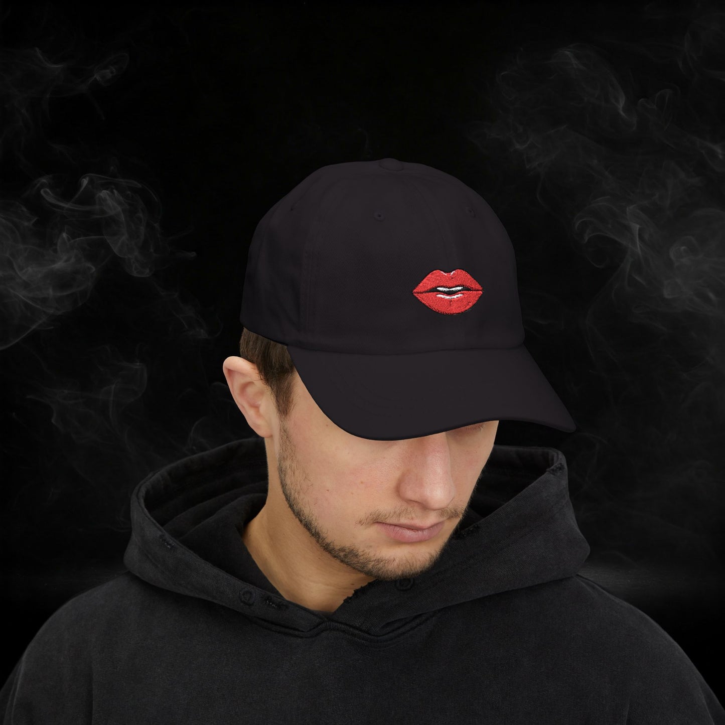 Embroidered Classic Dad Cap - Red Lips