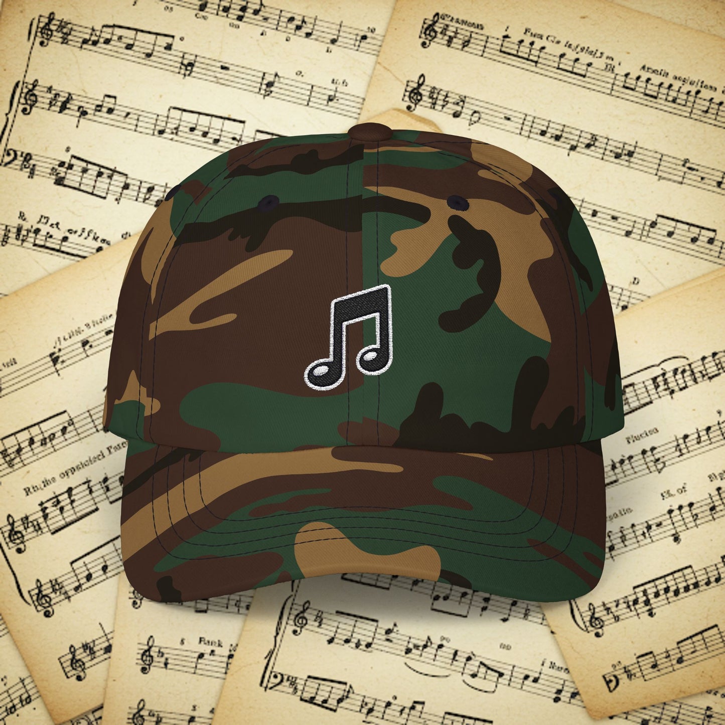 Embroidered Classic Dad Cap - Music Note