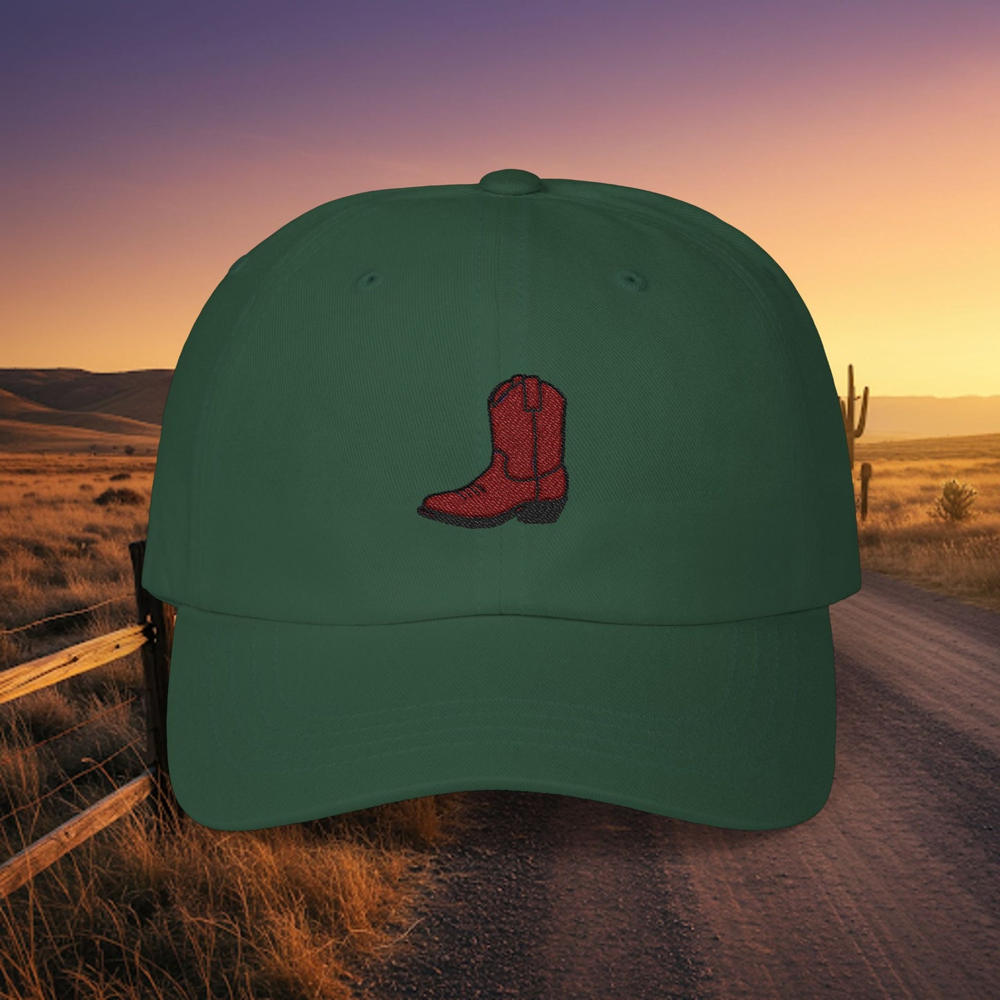 Embroidered Classic Dad Cap - Cowboy Boot