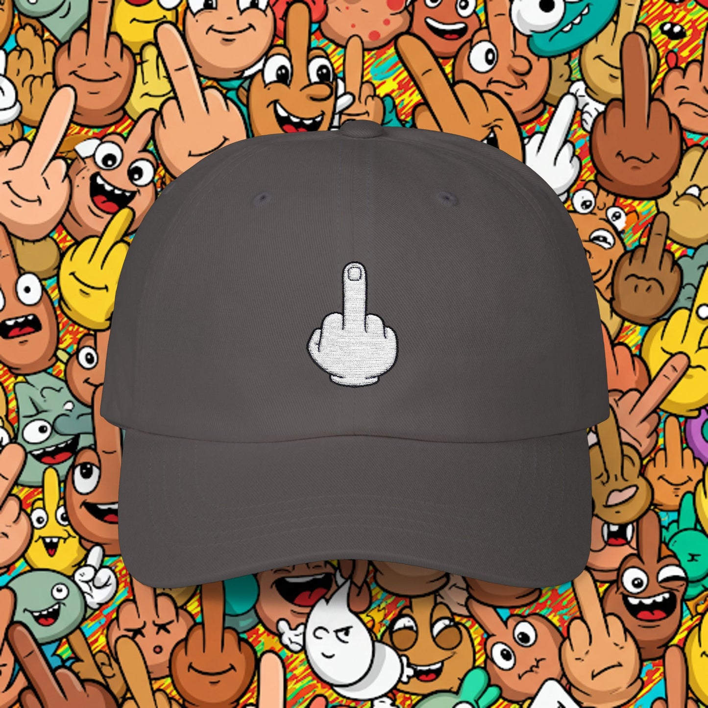 Embroidered Classic Dad Cap - Middle Finger
