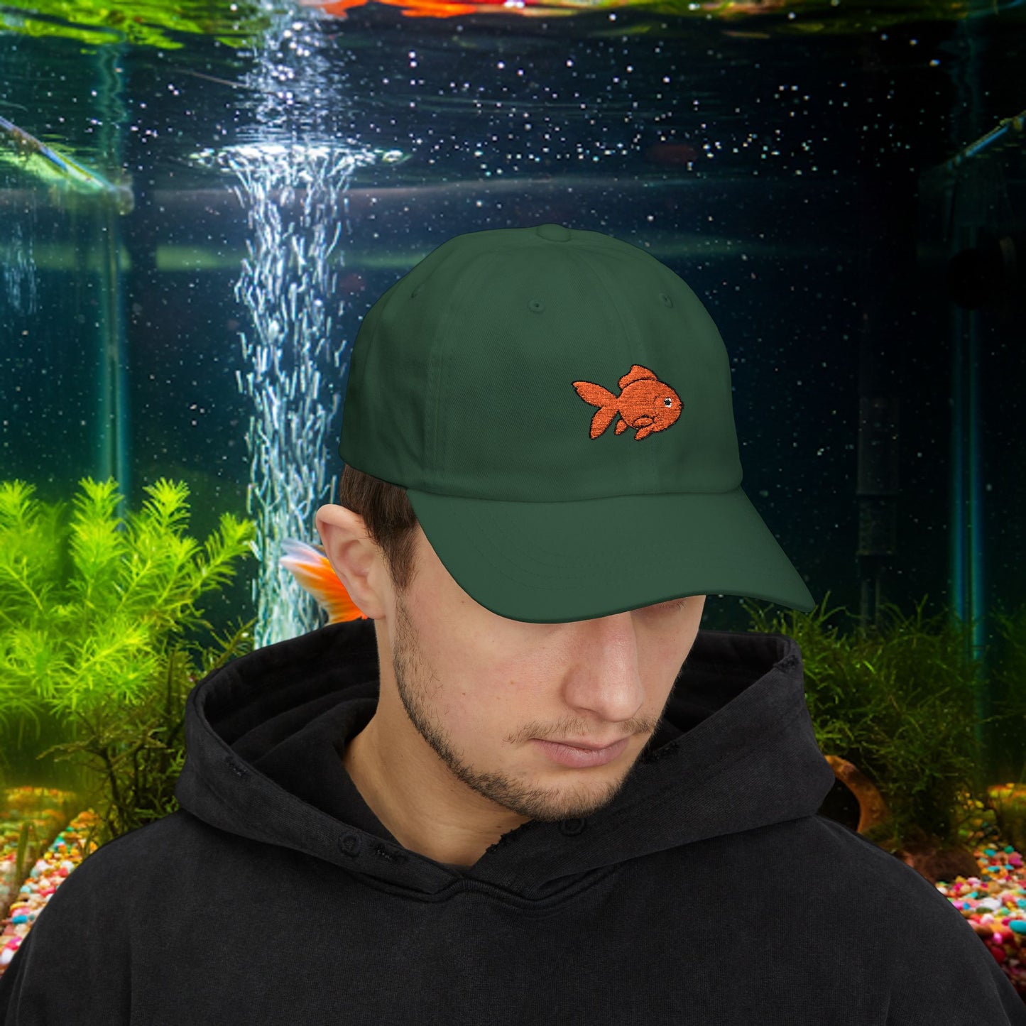 Embroidered Classic Dad Cap - Goldfish