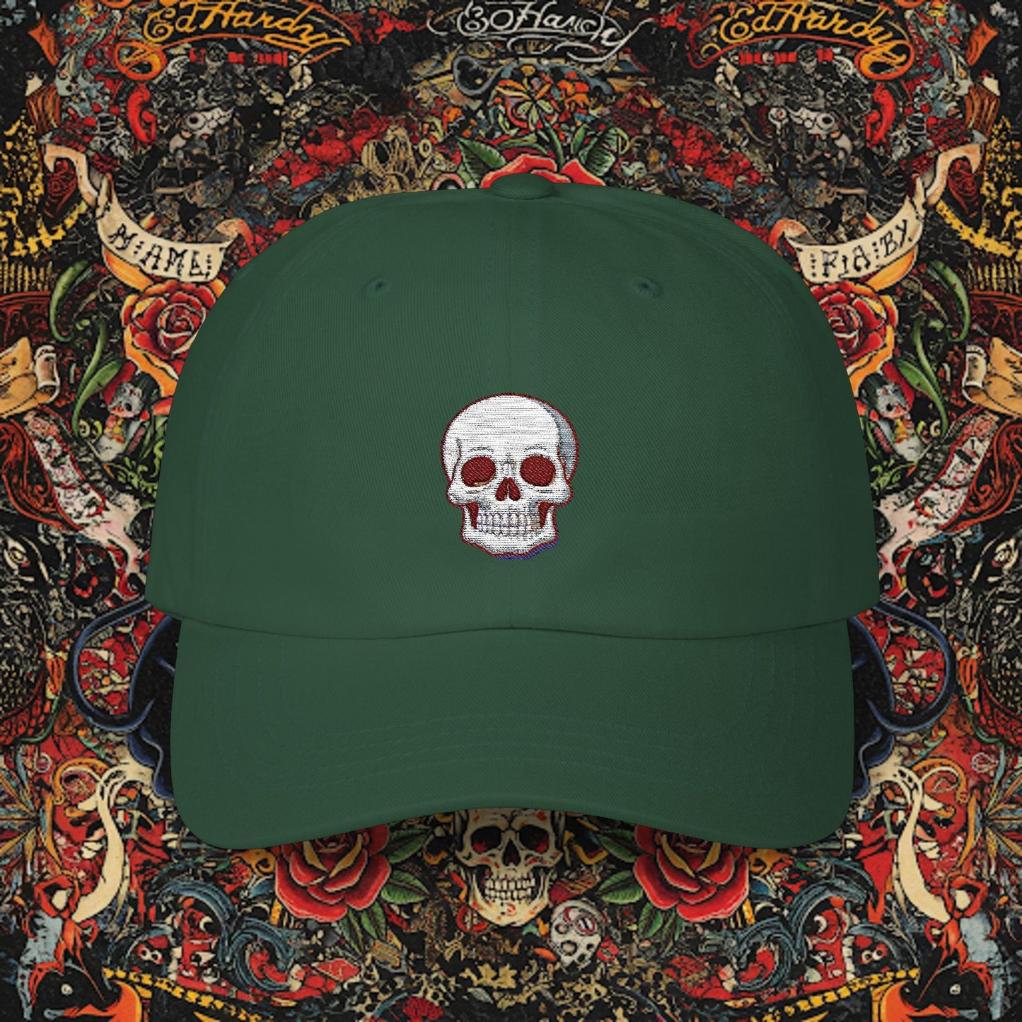 Embroidered Classic Dad Cap - Skull