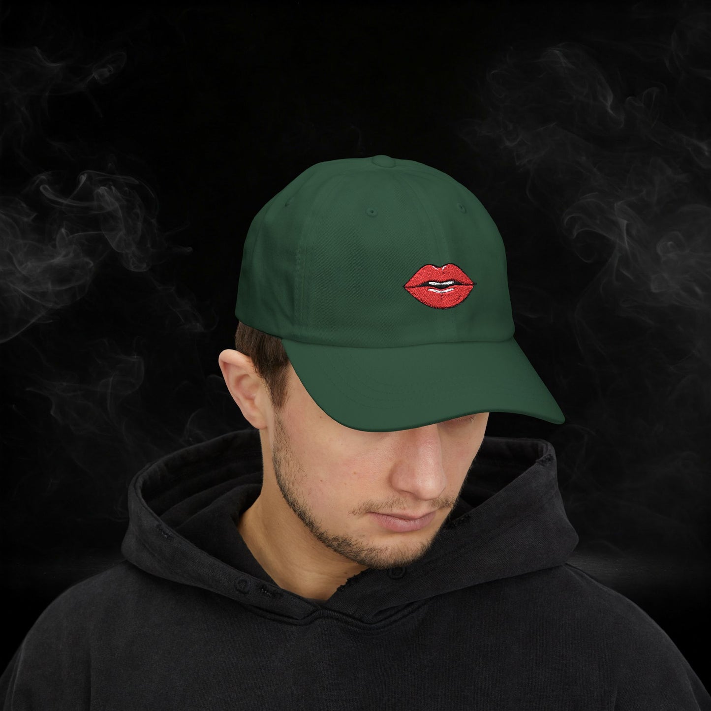 Embroidered Classic Dad Cap - Red Lips
