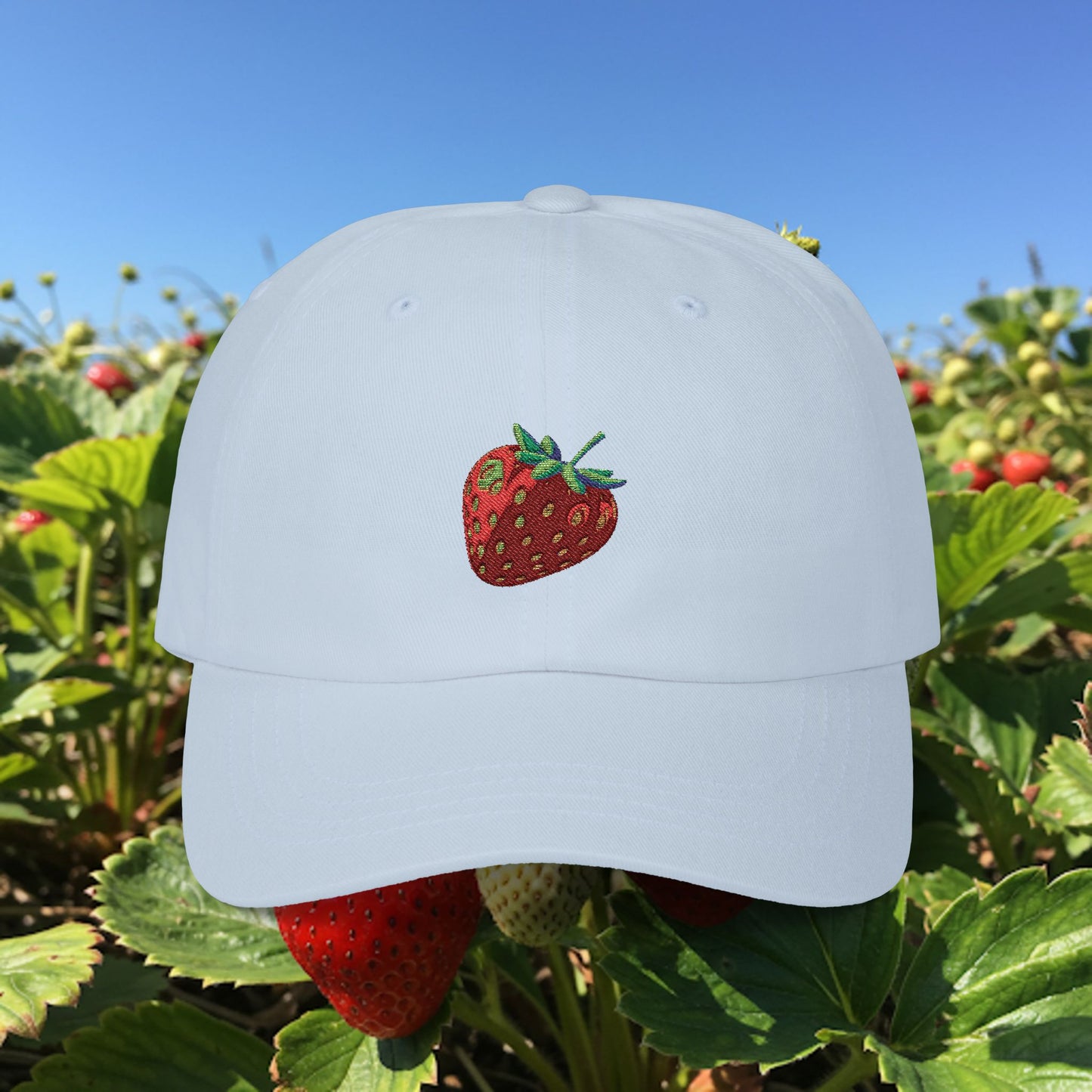 Embroidered Classic Dad Cap - Strawberry