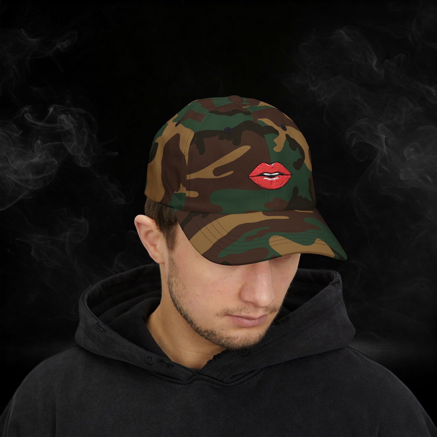 Embroidered Classic Dad Cap - Red Lips