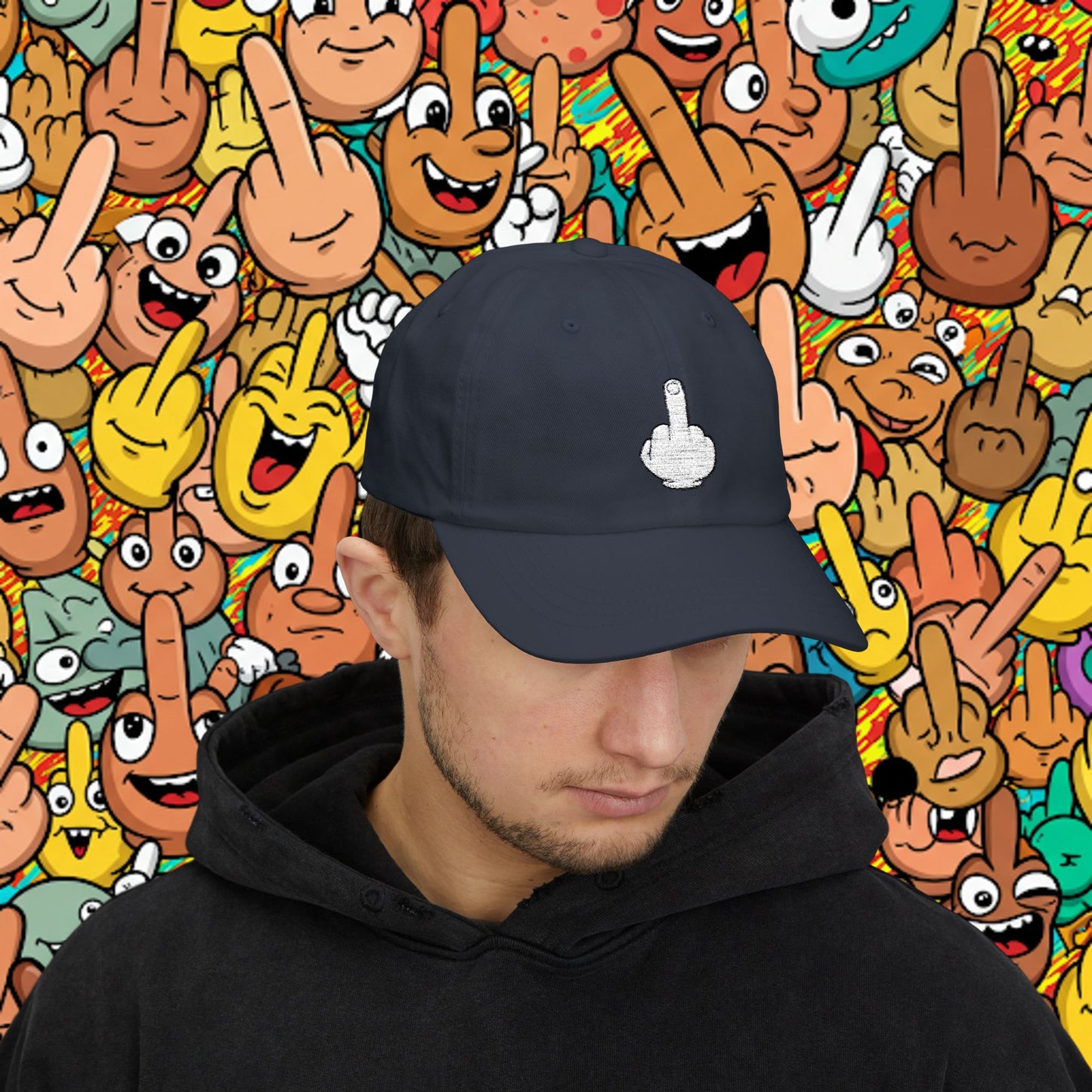 Embroidered Classic Dad Cap - Middle Finger