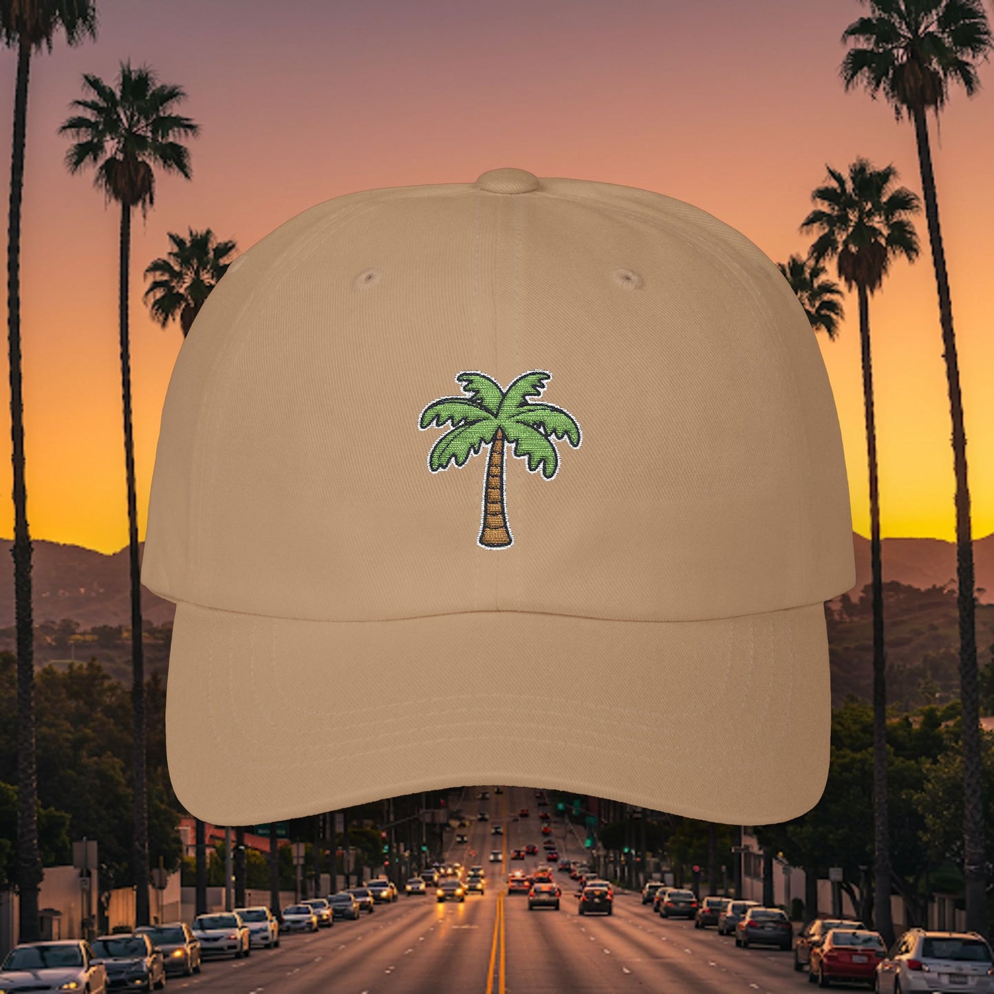 Embroidered Classic Dad Cap - Palm Tree