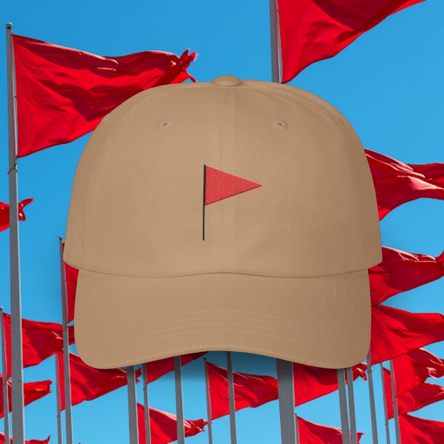 Embroidered Classic Dad Cap - Red Flag