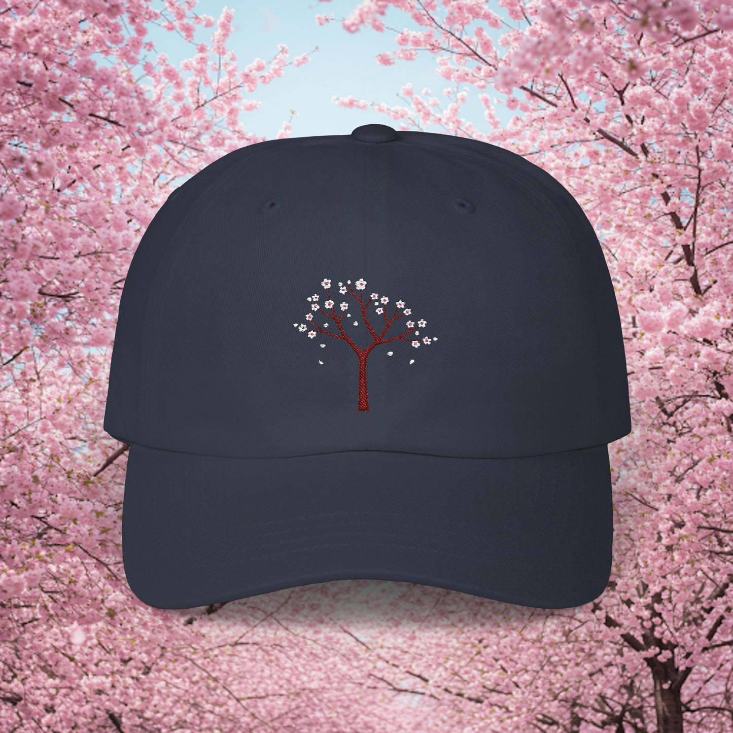 Embroidered Classic Dad Cap - Cherry Blossom