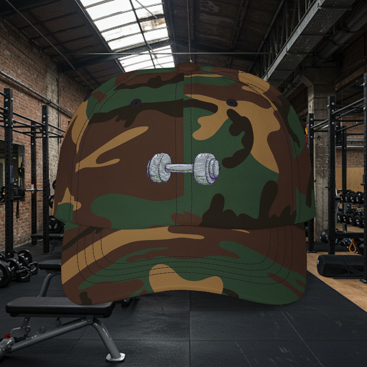 Embroidered Classic Dad Cap - Dumbbell