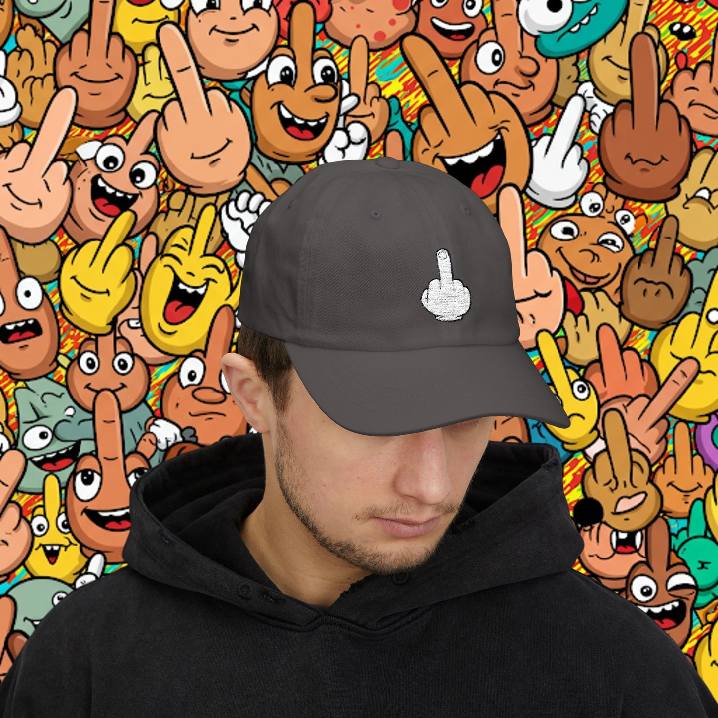 Embroidered Classic Dad Cap - Middle Finger