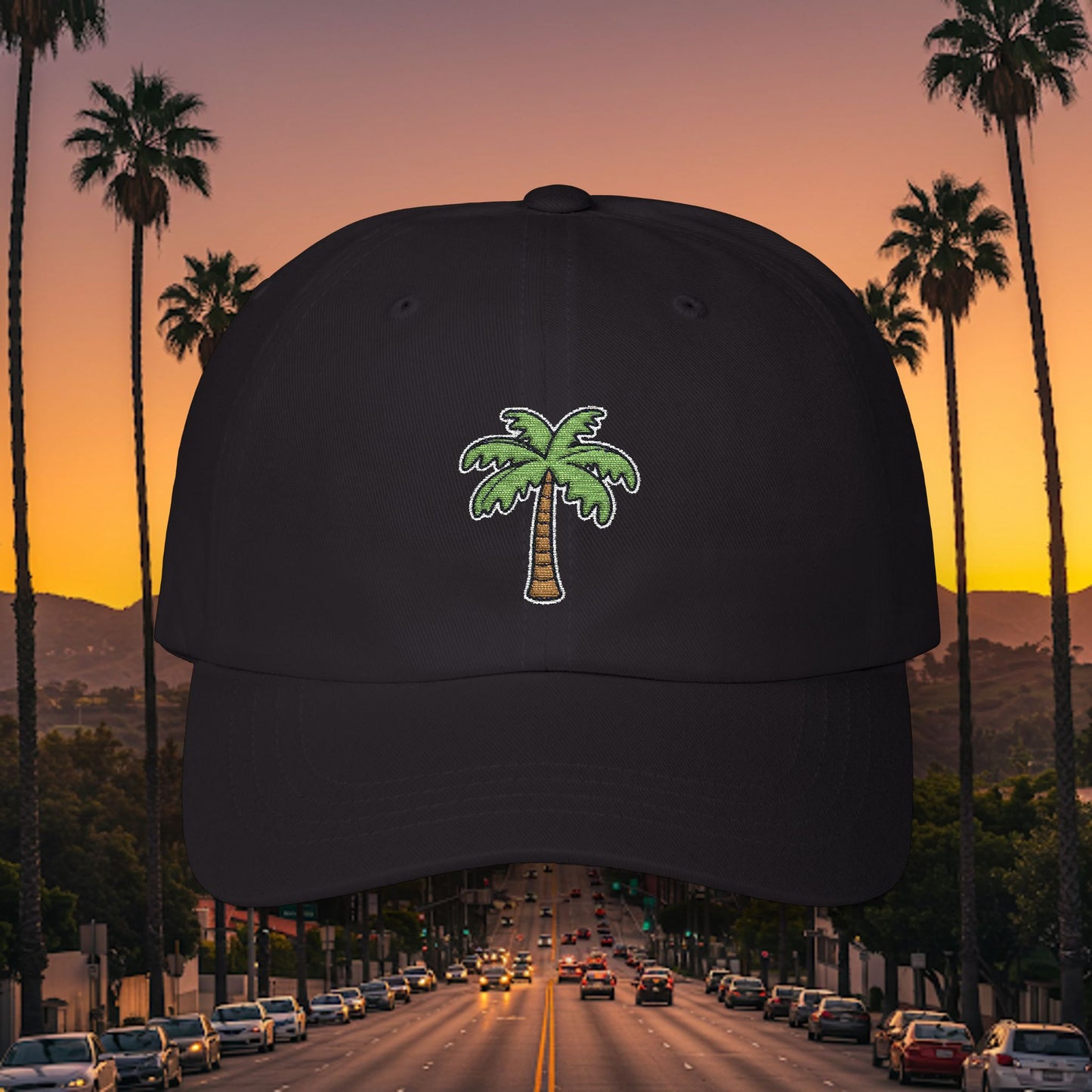 Embroidered Classic Dad Cap - Palm Tree