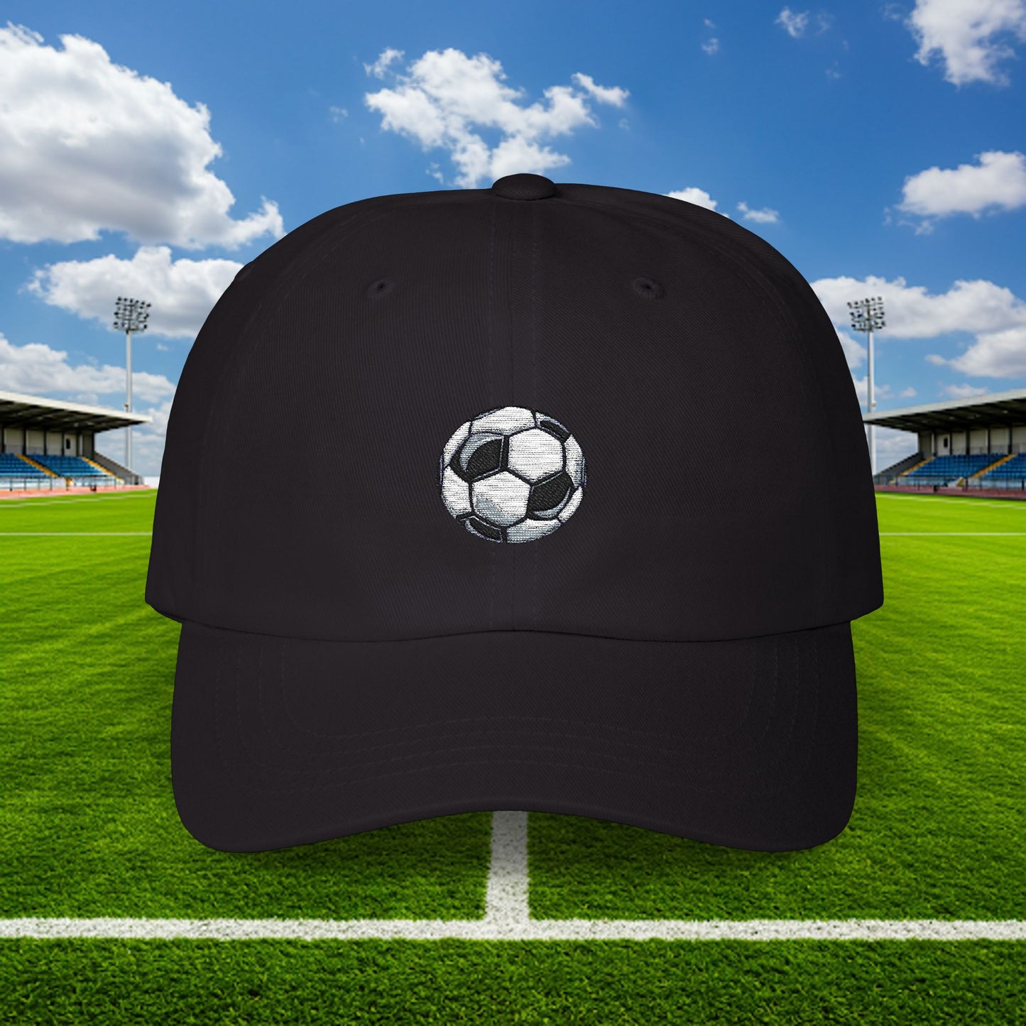 Embroidered Classic Dad Cap - Soccer Ball