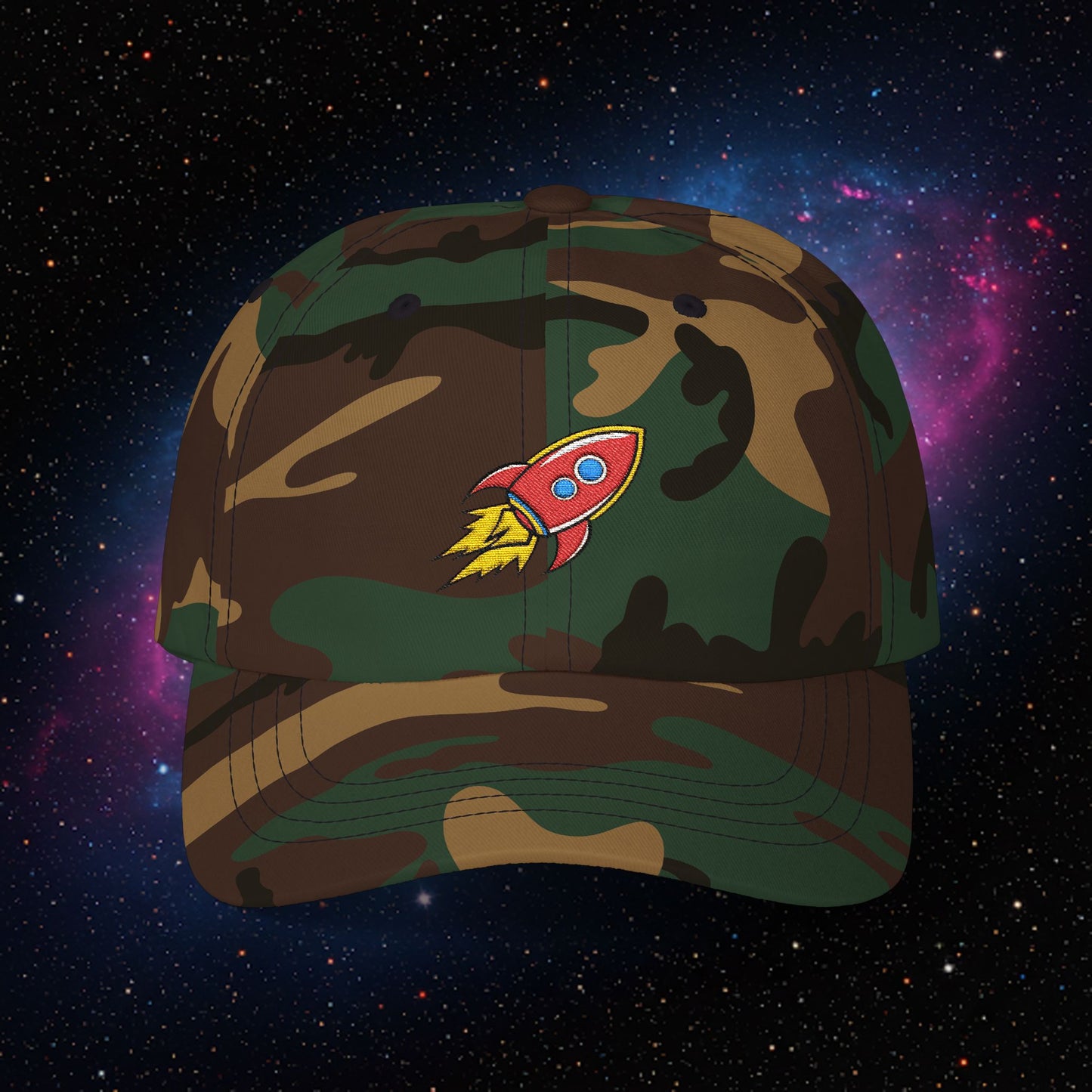 Embroidered Classic Dad Cap - Rocket Ship