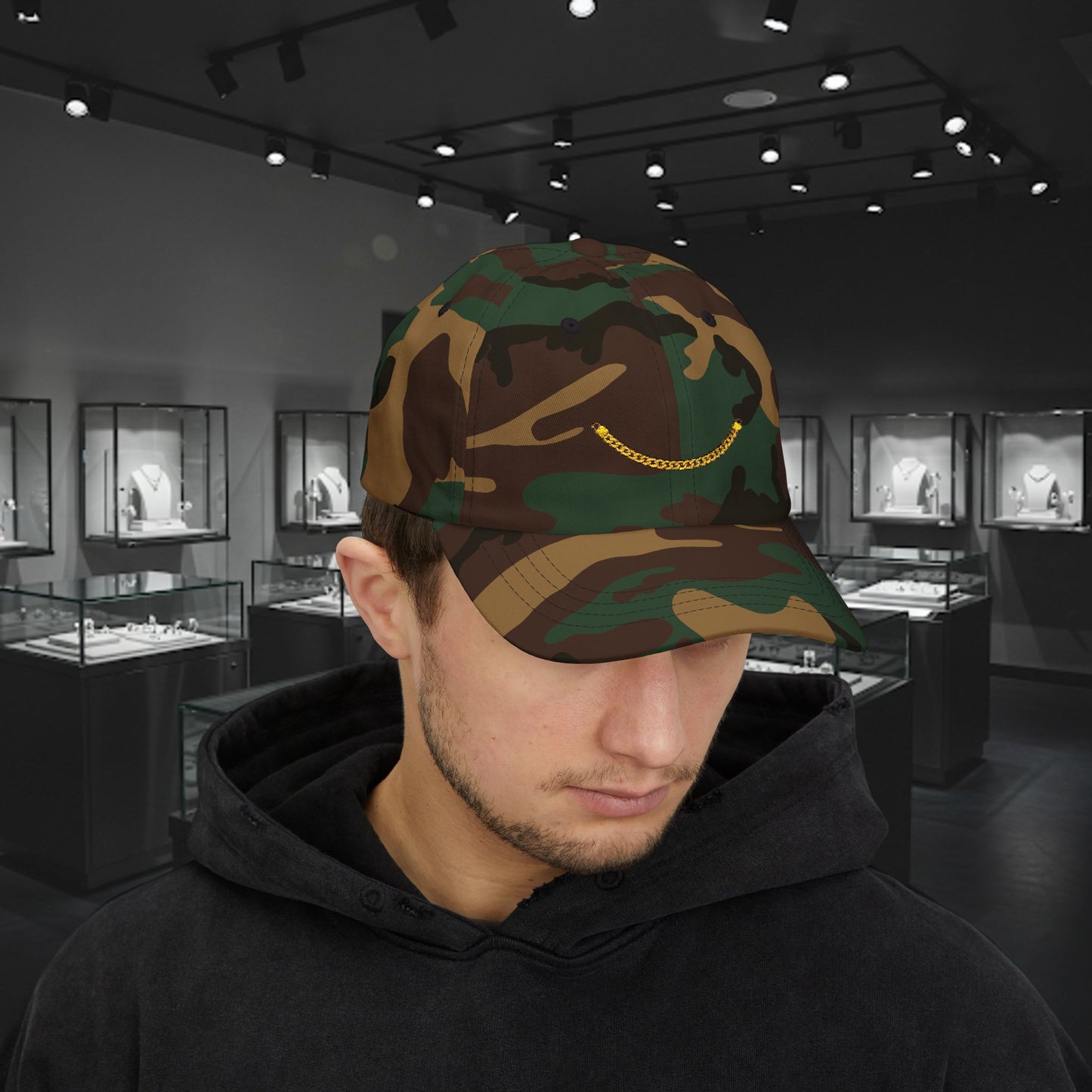 Embroidered Classic Dad Cap - Gold Chain