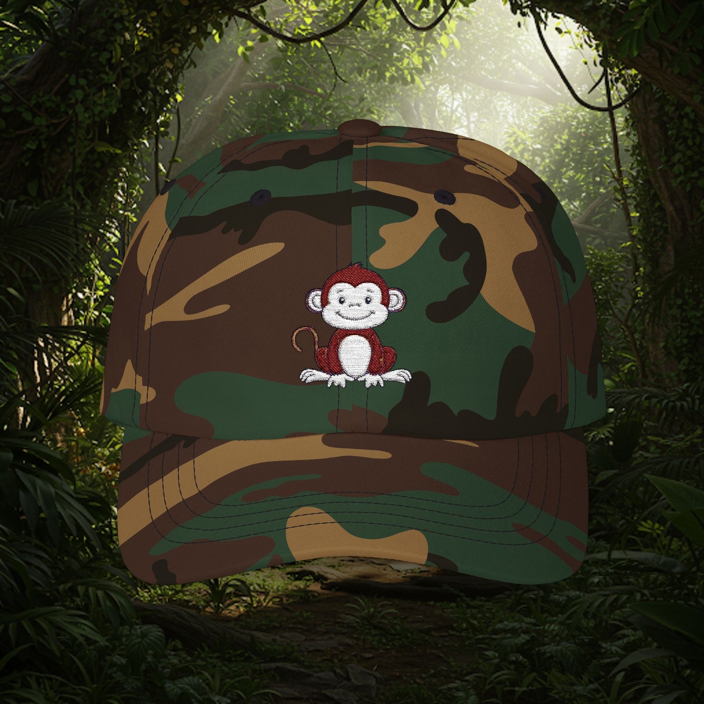 Embroidered Classic Dad Cap - Monkey