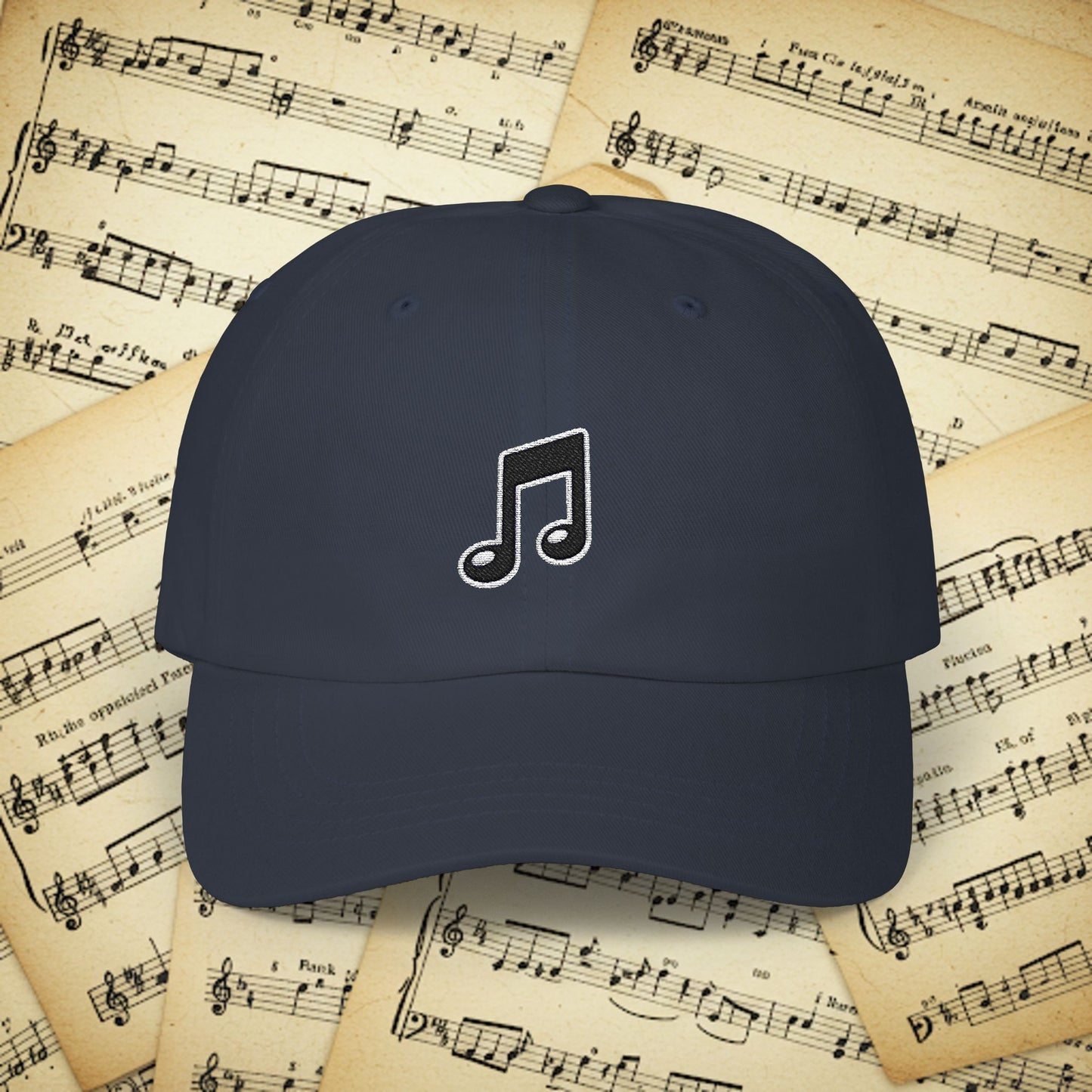 Embroidered Classic Dad Cap - Music Note