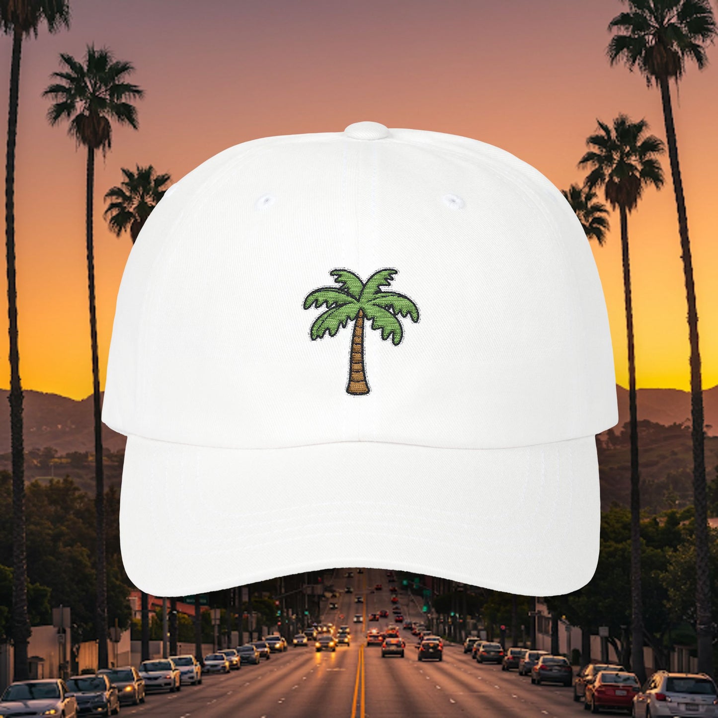 Embroidered Classic Dad Cap - Palm Tree