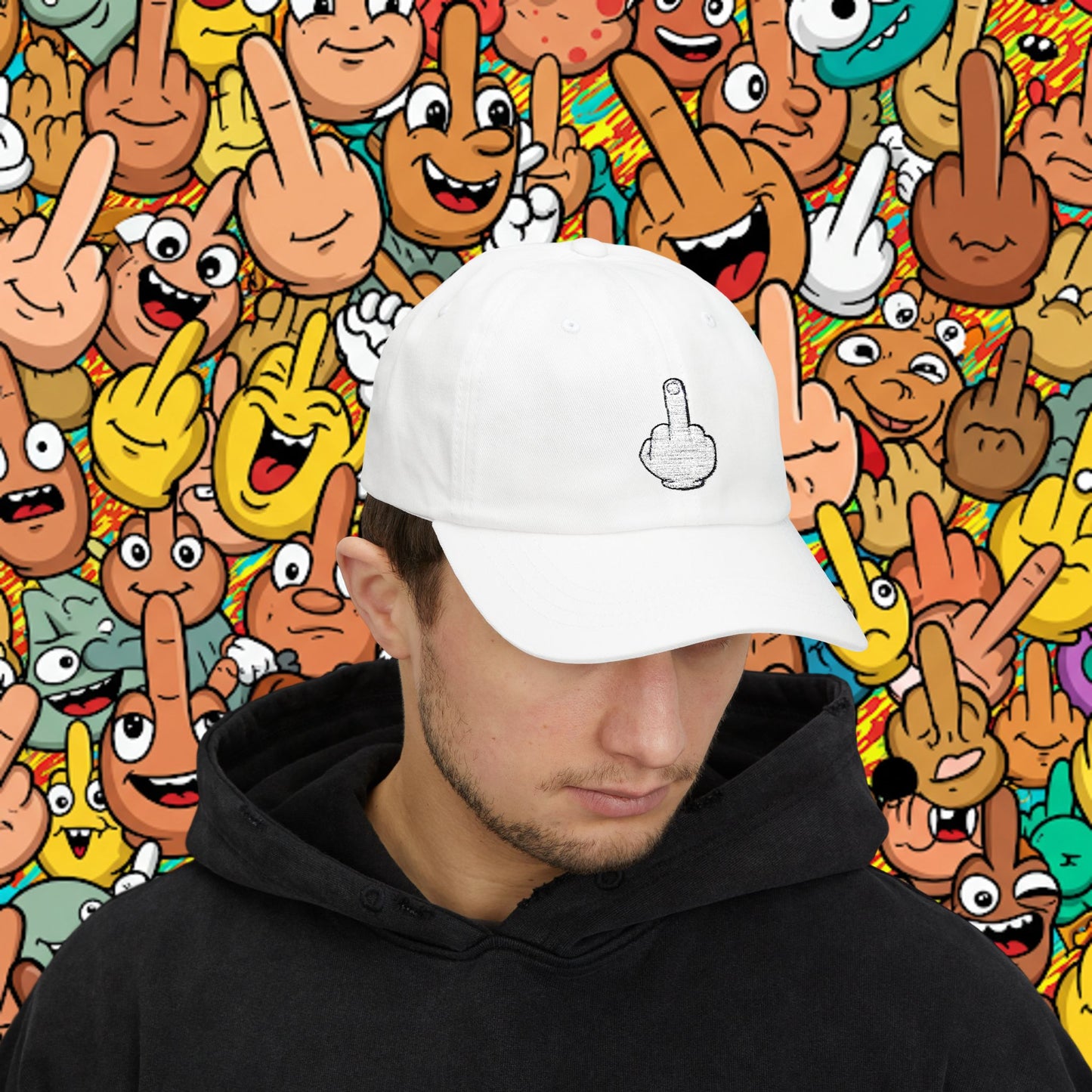Embroidered Classic Dad Cap - Middle Finger