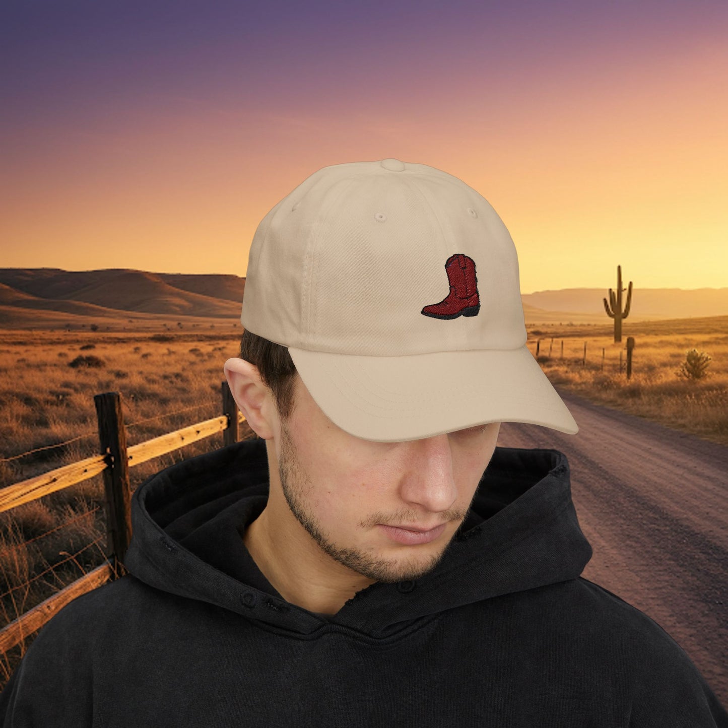Embroidered Classic Dad Cap - Cowboy Boot