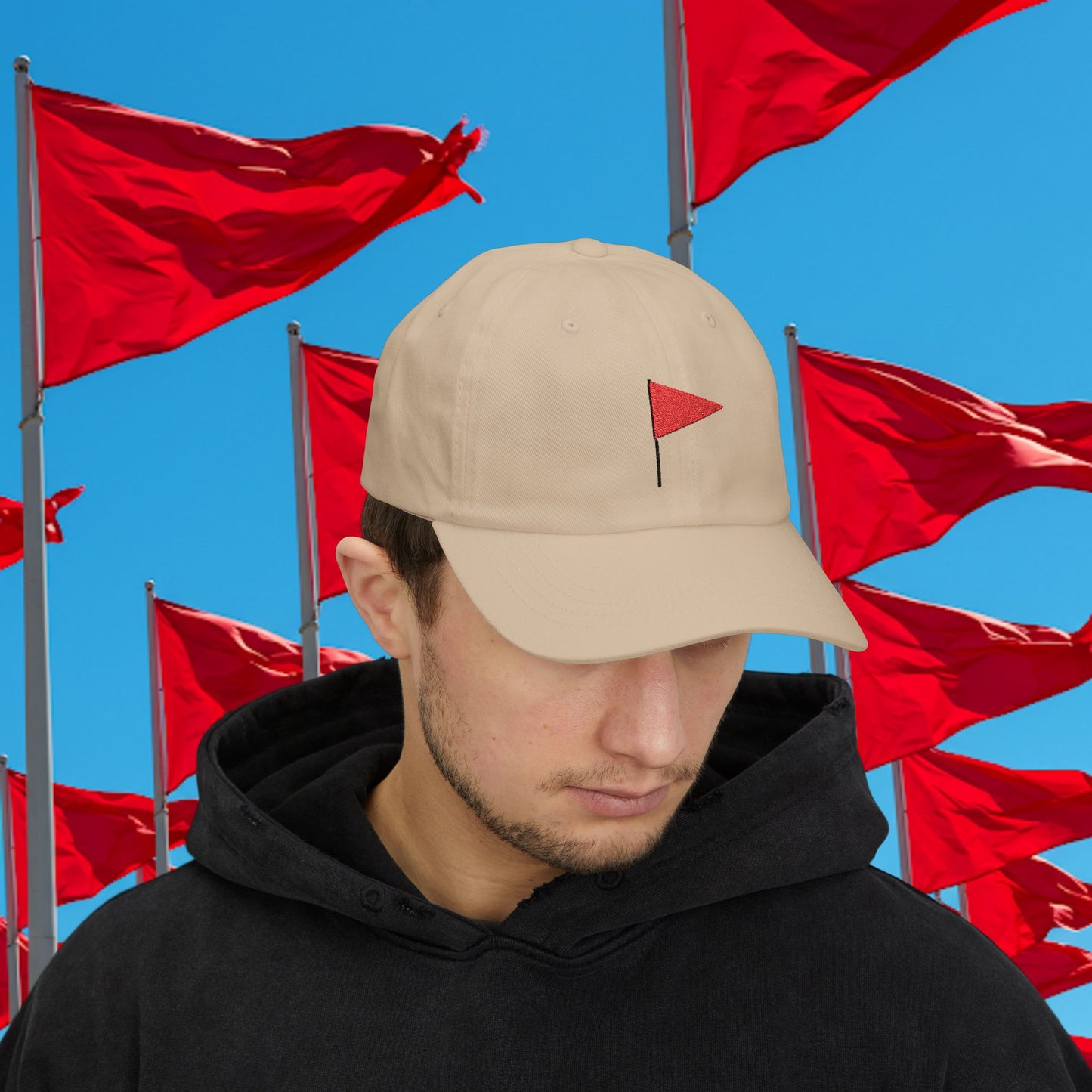 Embroidered Classic Dad Cap - Red Flag