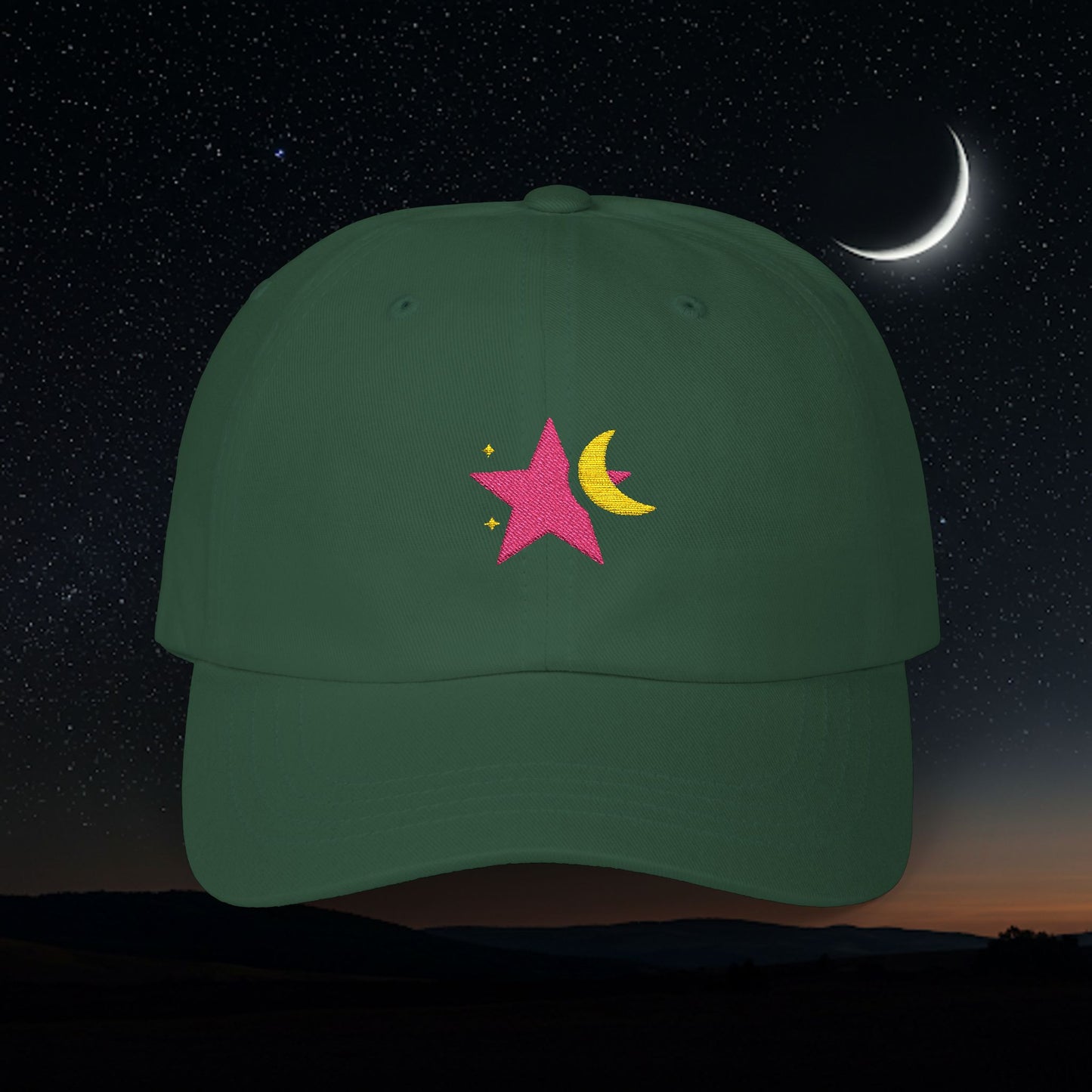 Embroidered Classic Dad Cap - Star & Moon
