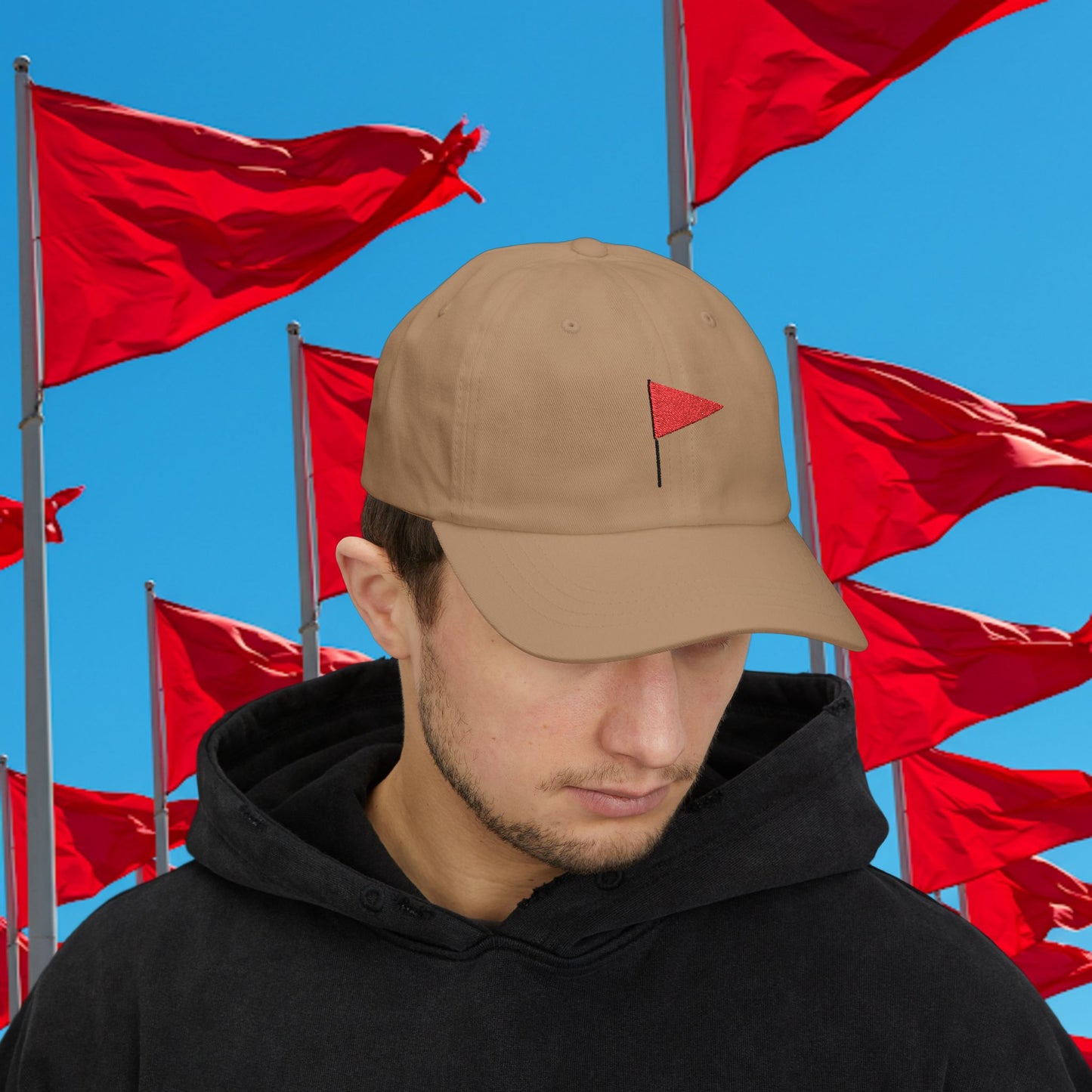 Embroidered Classic Dad Cap - Red Flag
