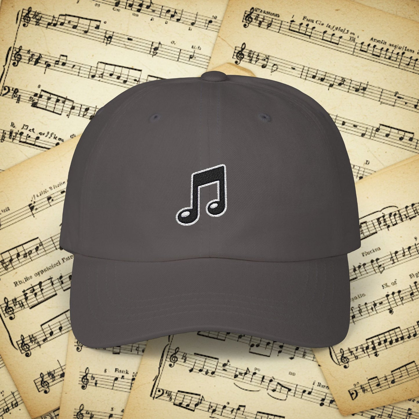 Embroidered Classic Dad Cap - Music Note