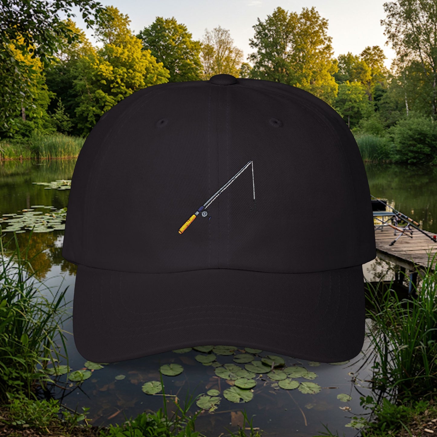 Embroidered Classic Dad Cap - Fishing Pole