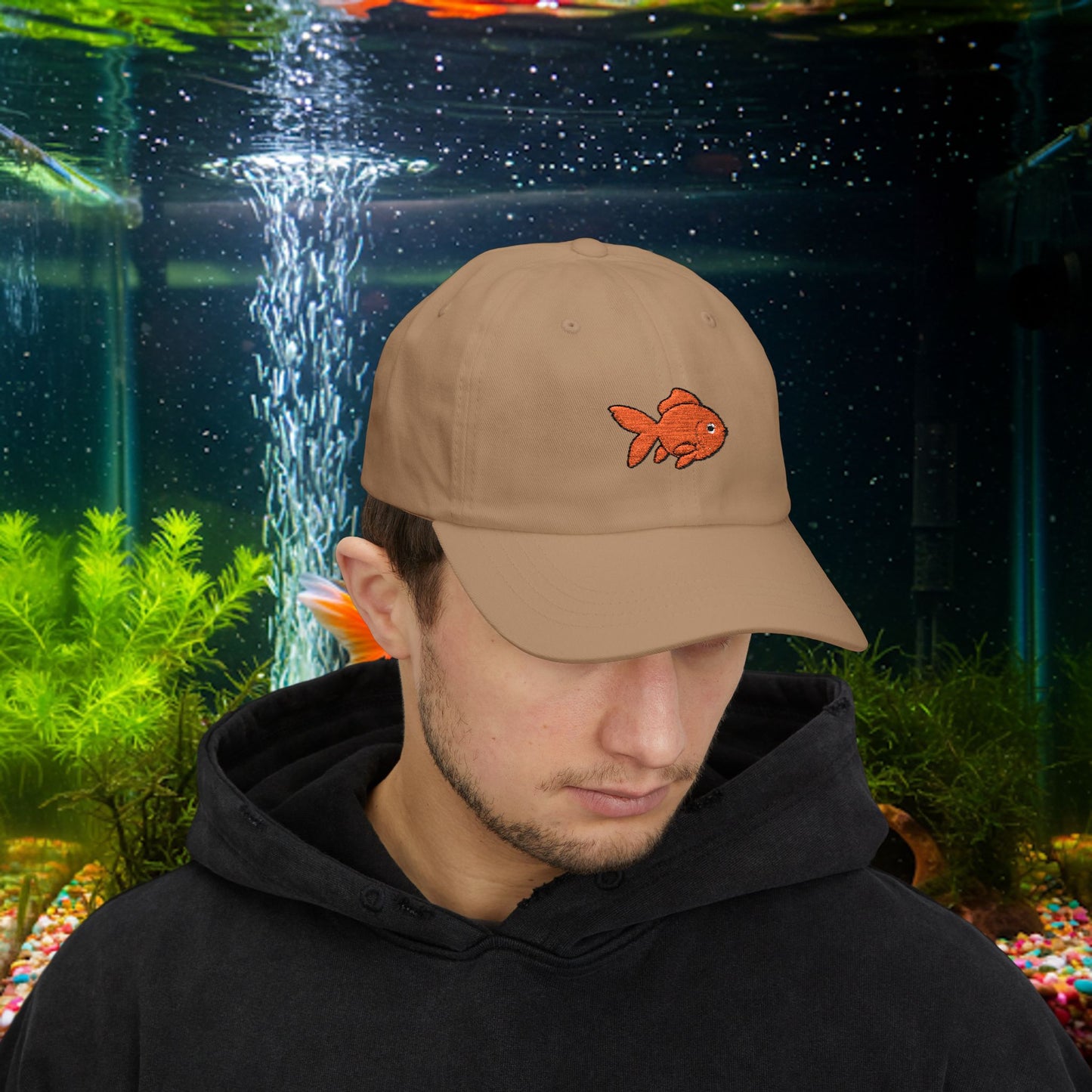 Embroidered Classic Dad Cap - Goldfish