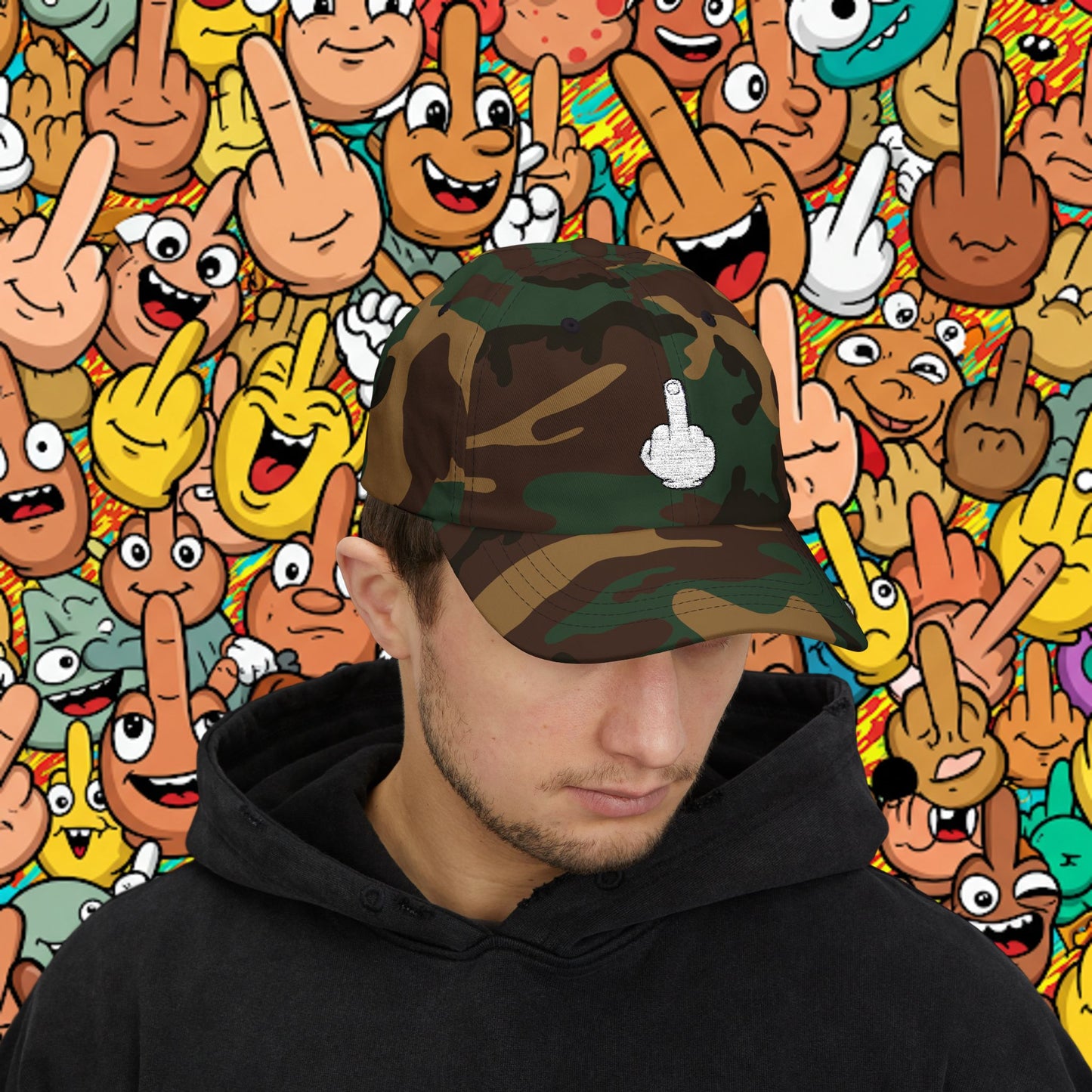 Embroidered Classic Dad Cap - Middle Finger