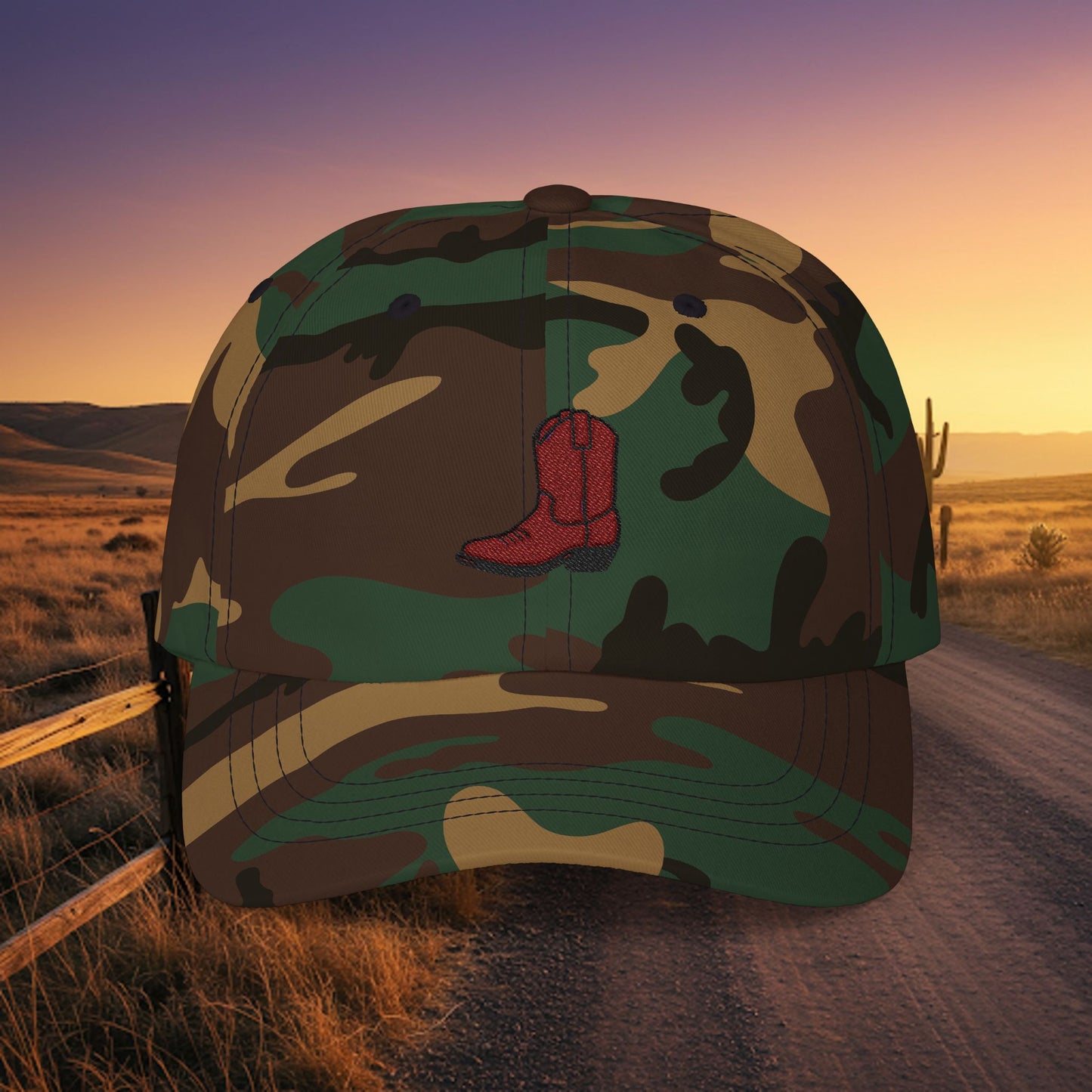 Embroidered Classic Dad Cap - Cowboy Boot