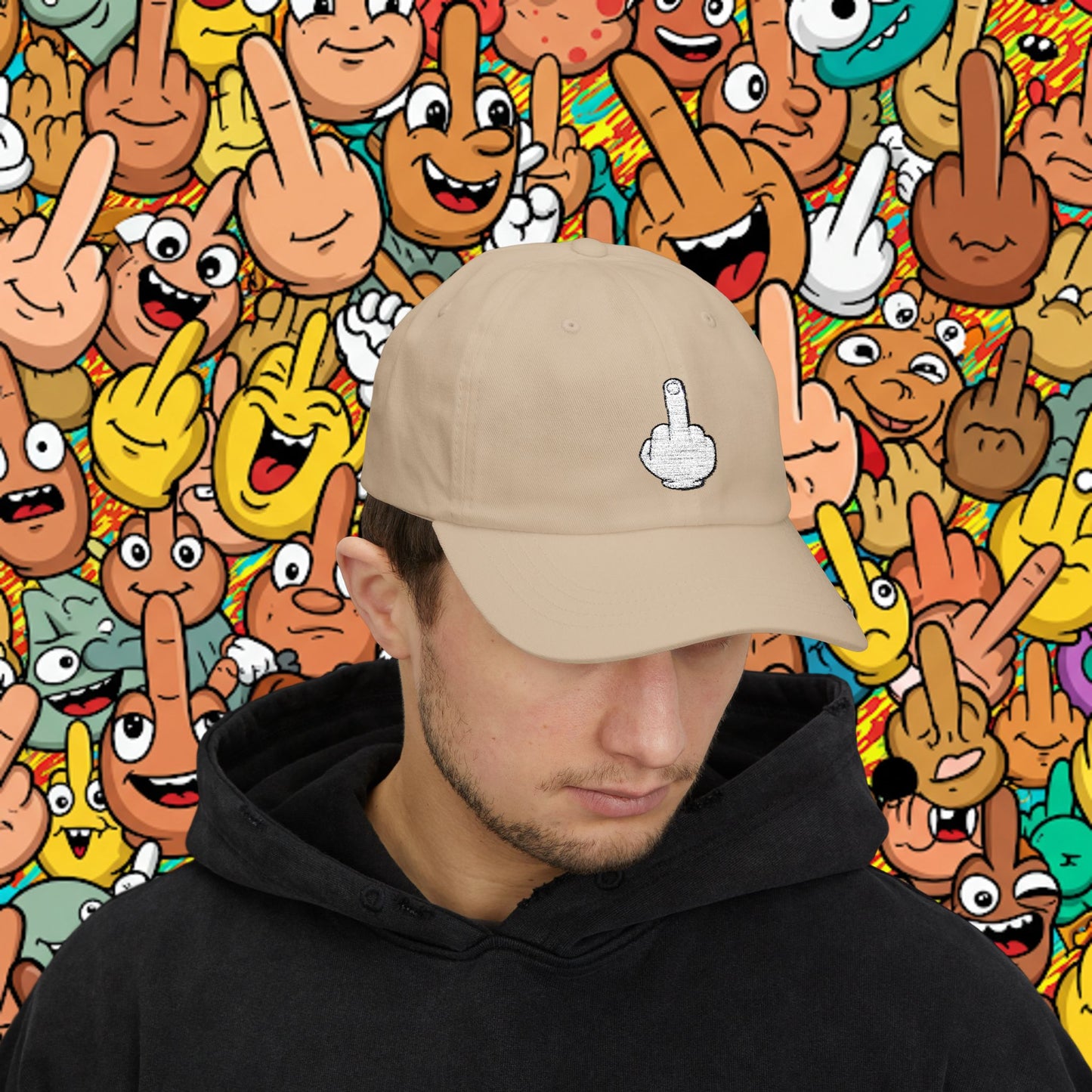 Embroidered Classic Dad Cap - Middle Finger