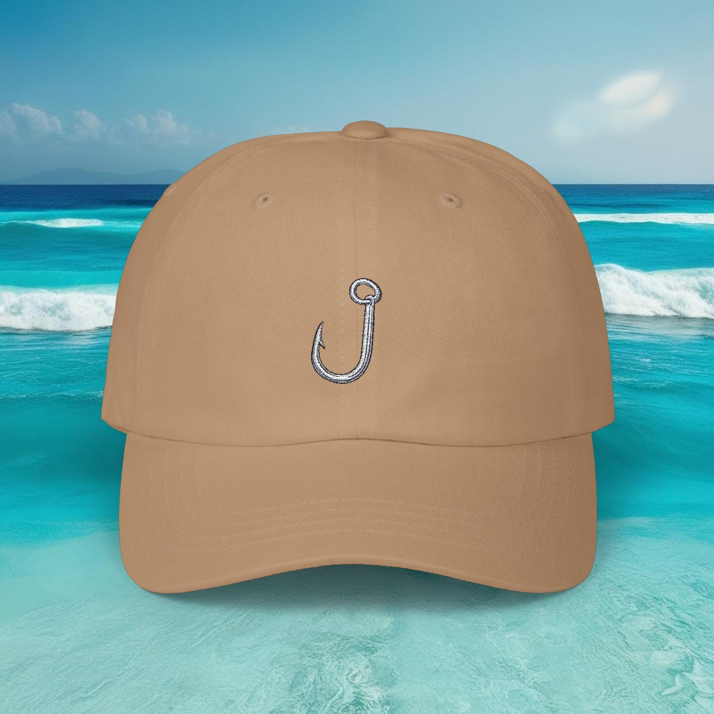 Embroidered Classic Dad Cap - Fishing Hook