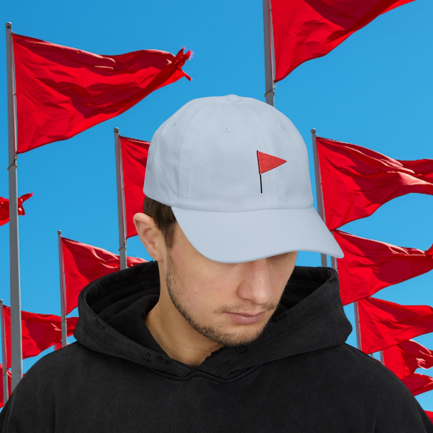 Embroidered Classic Dad Cap - Red Flag