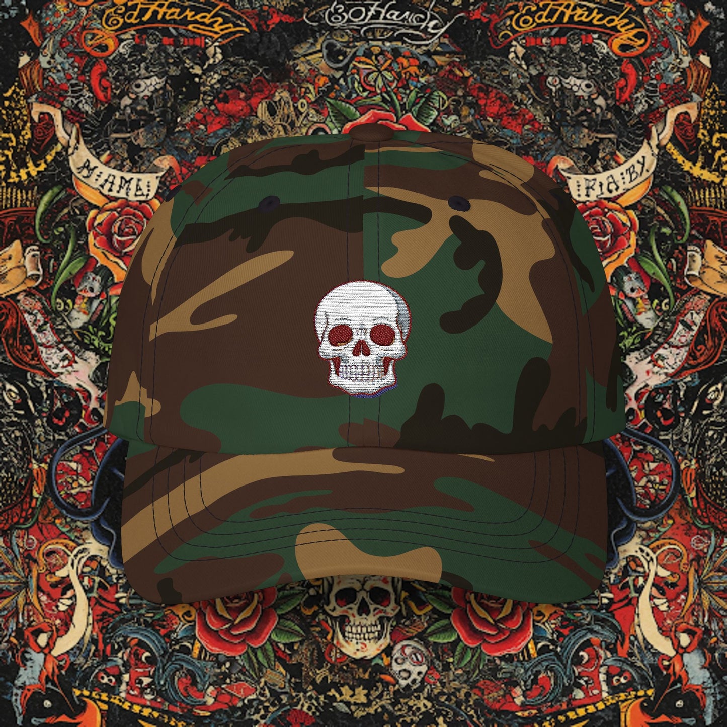 Embroidered Classic Dad Cap - Skull