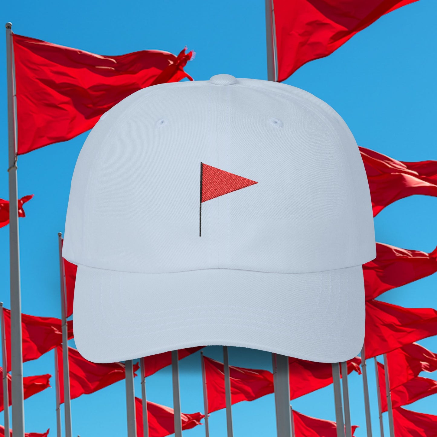 Embroidered Classic Dad Cap - Red Flag