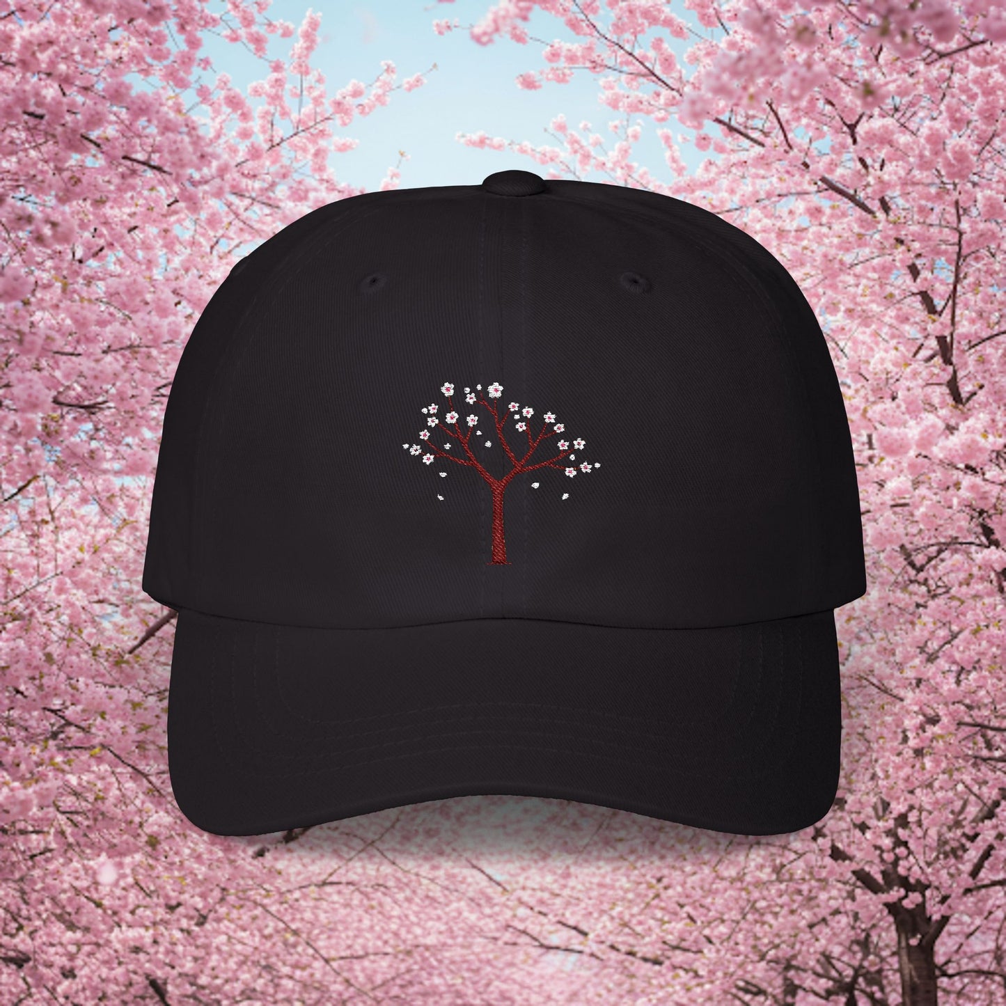 Embroidered Classic Dad Cap - Cherry Blossom