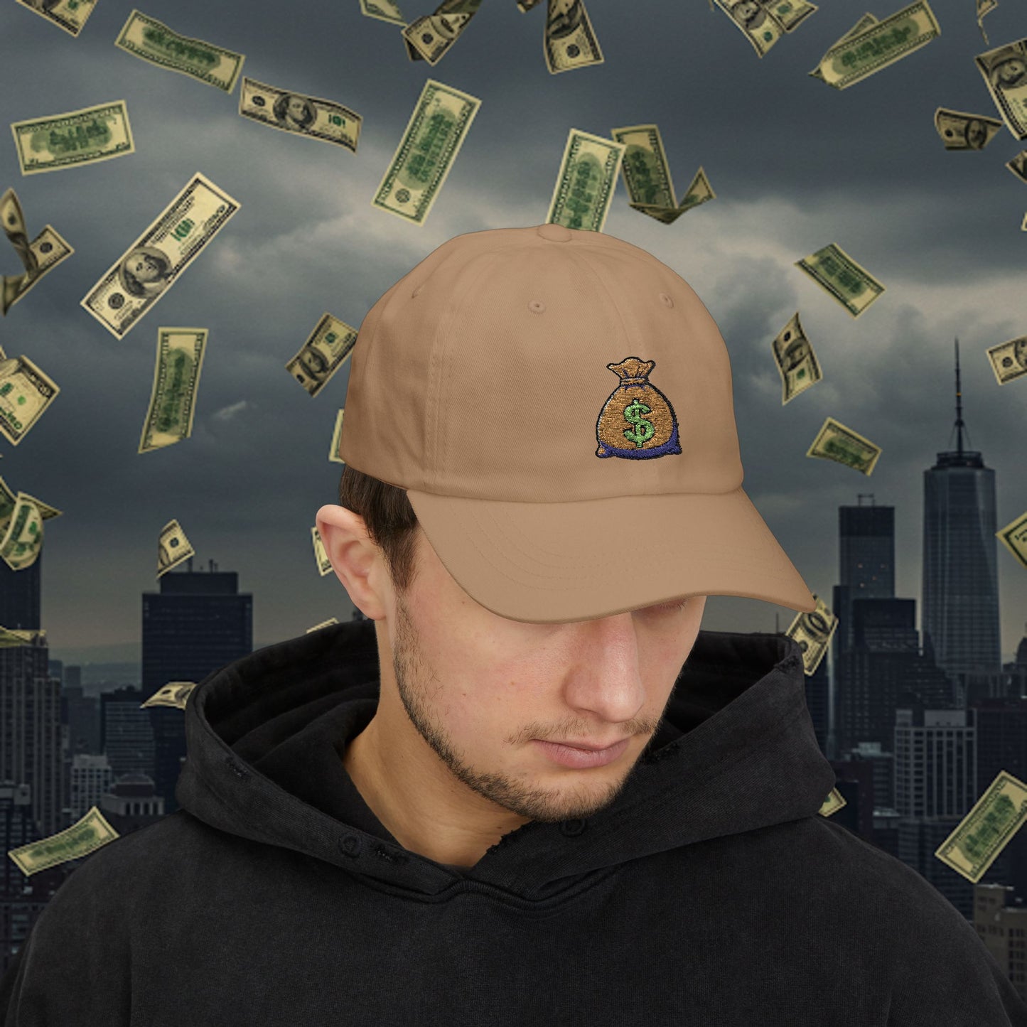 Embroidered Classic Dad Cap - Money Bag
