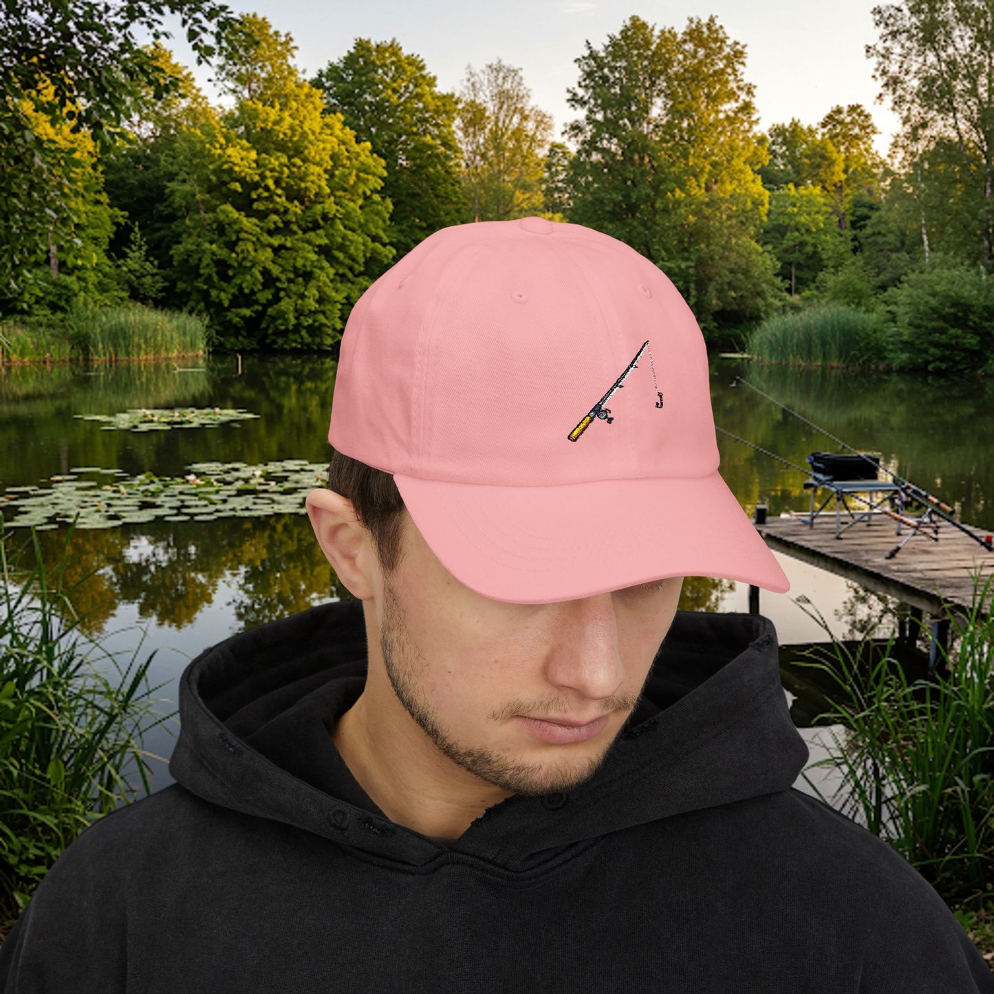 Embroidered Classic Dad Cap - Fishing Pole