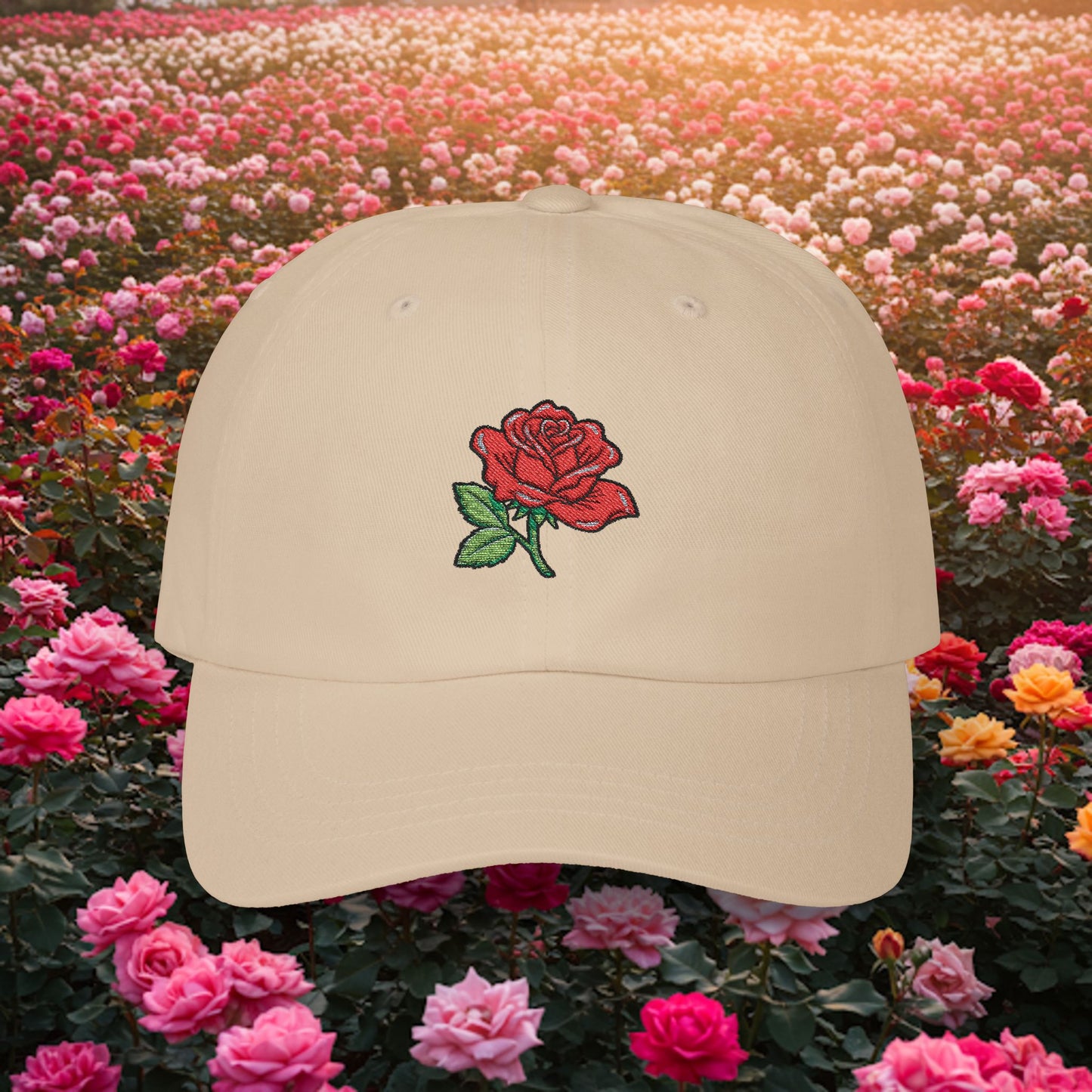 Embroidered Classic Dad Cap - Rose