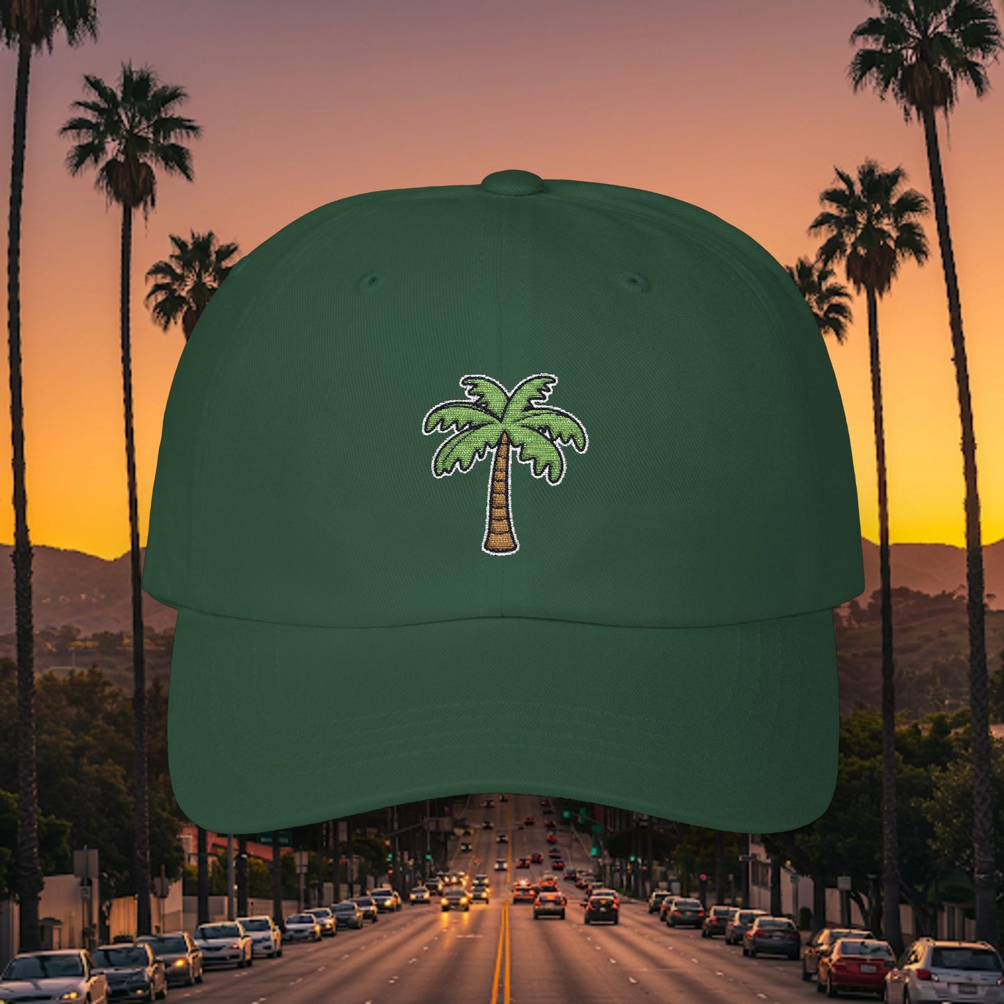Embroidered Classic Dad Cap - Palm Tree